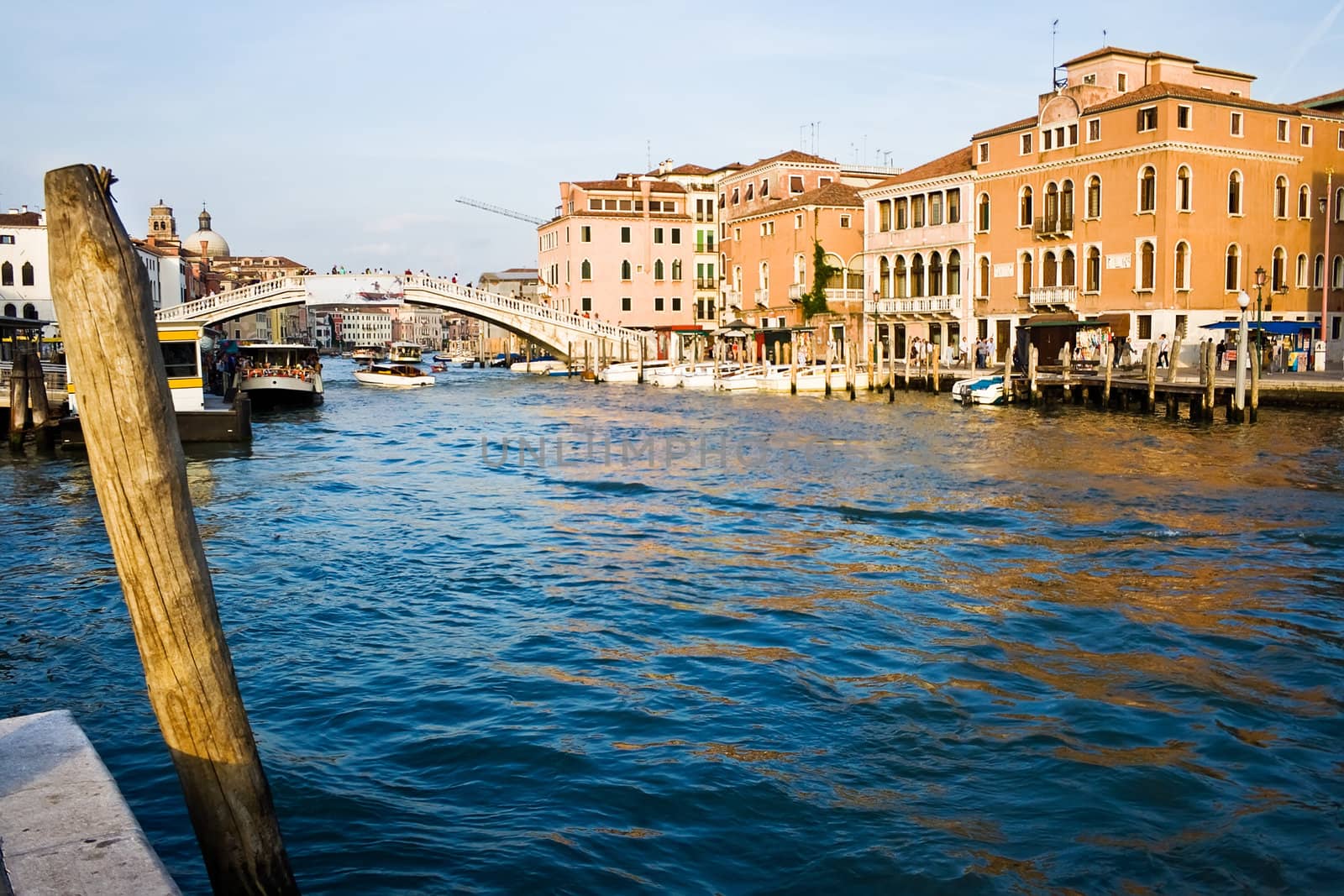 Famous Grand Canal and typical venetian architecture near the Venice Train Station