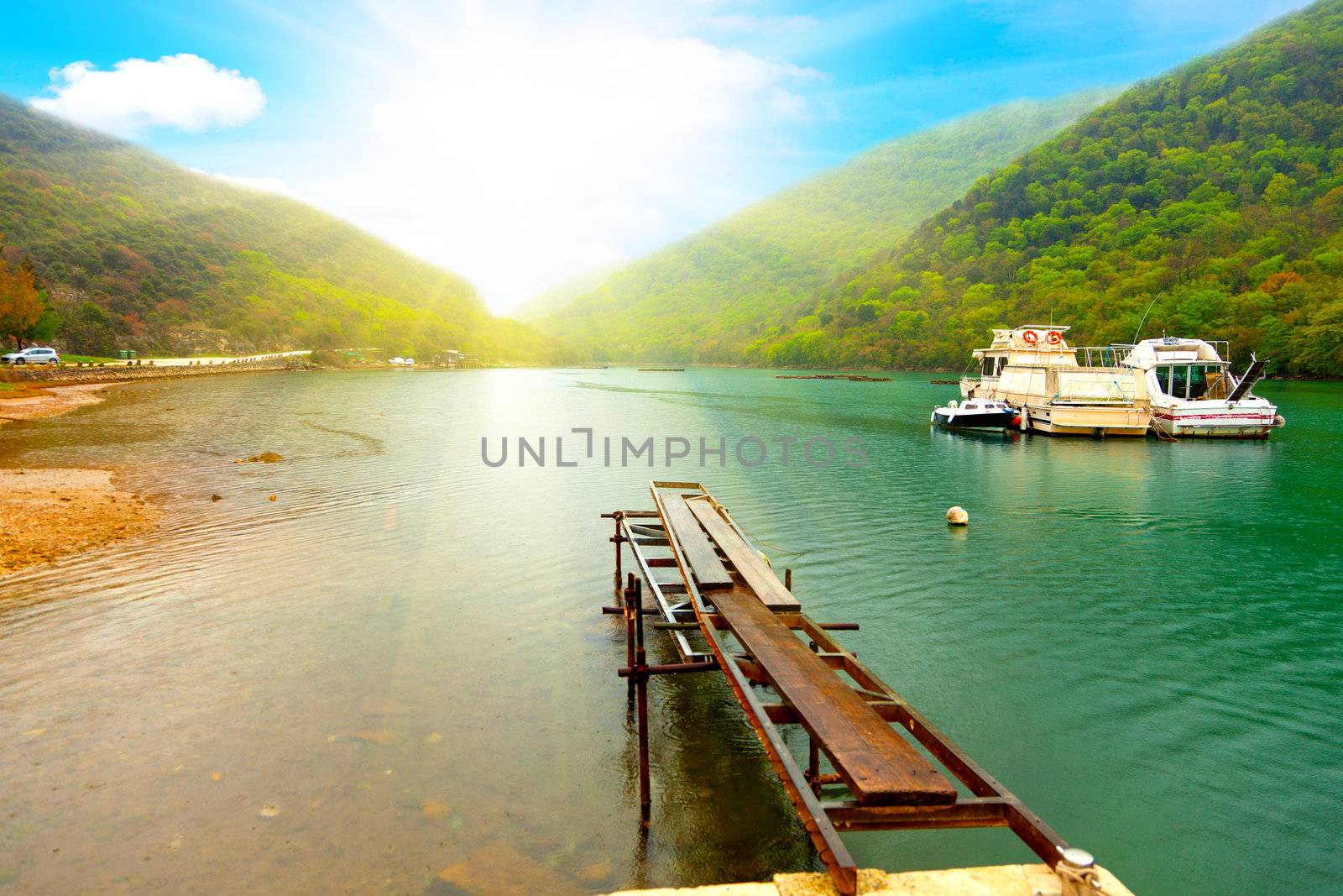 bay in Istria, Croatia with sunlight