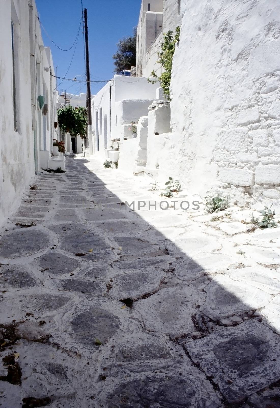 Narrow road at the Parikia village, Paros island,Cyclades,Greek