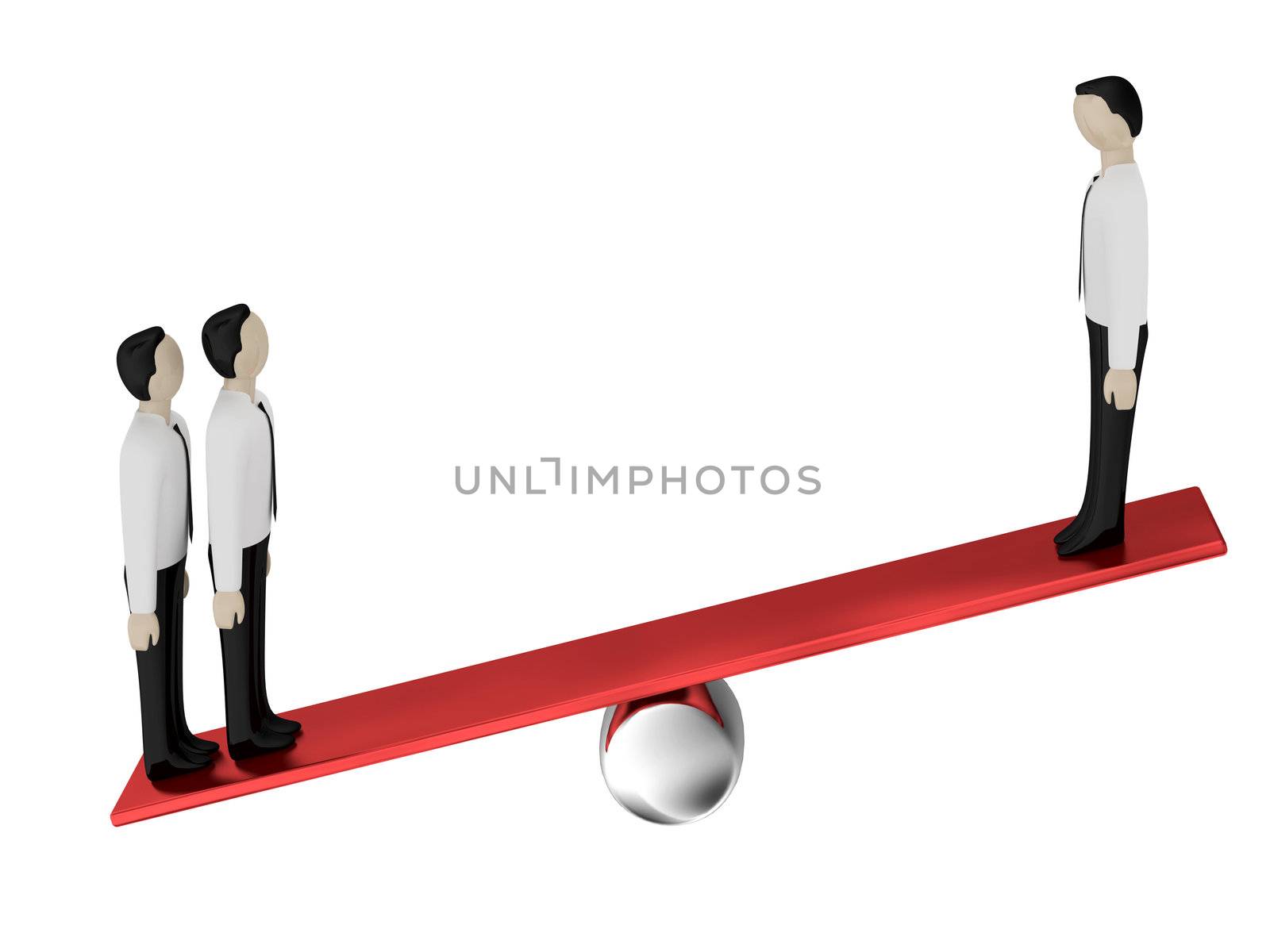 On the balance two persons against one person
