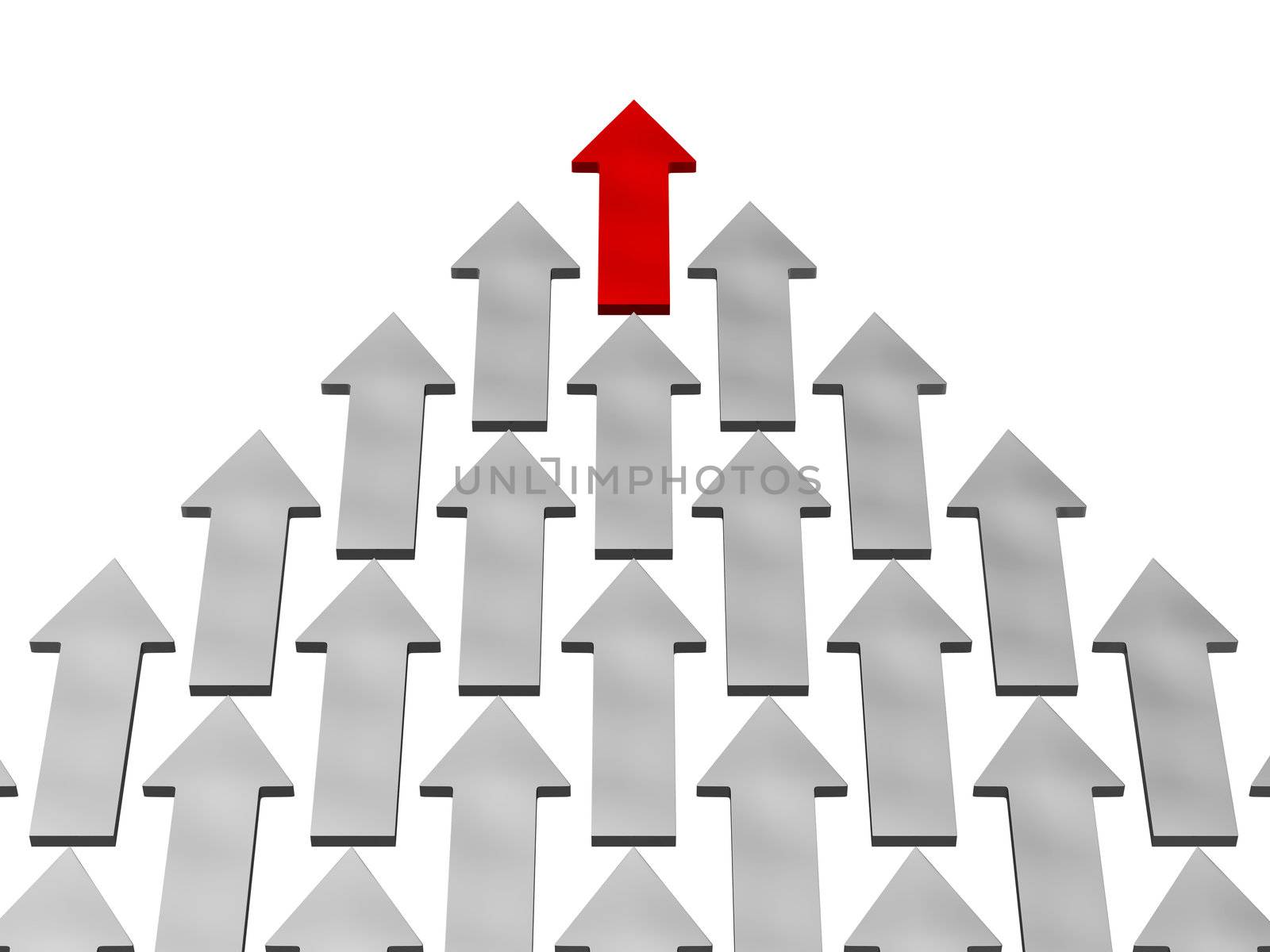 The red arrow ahead of other arrows