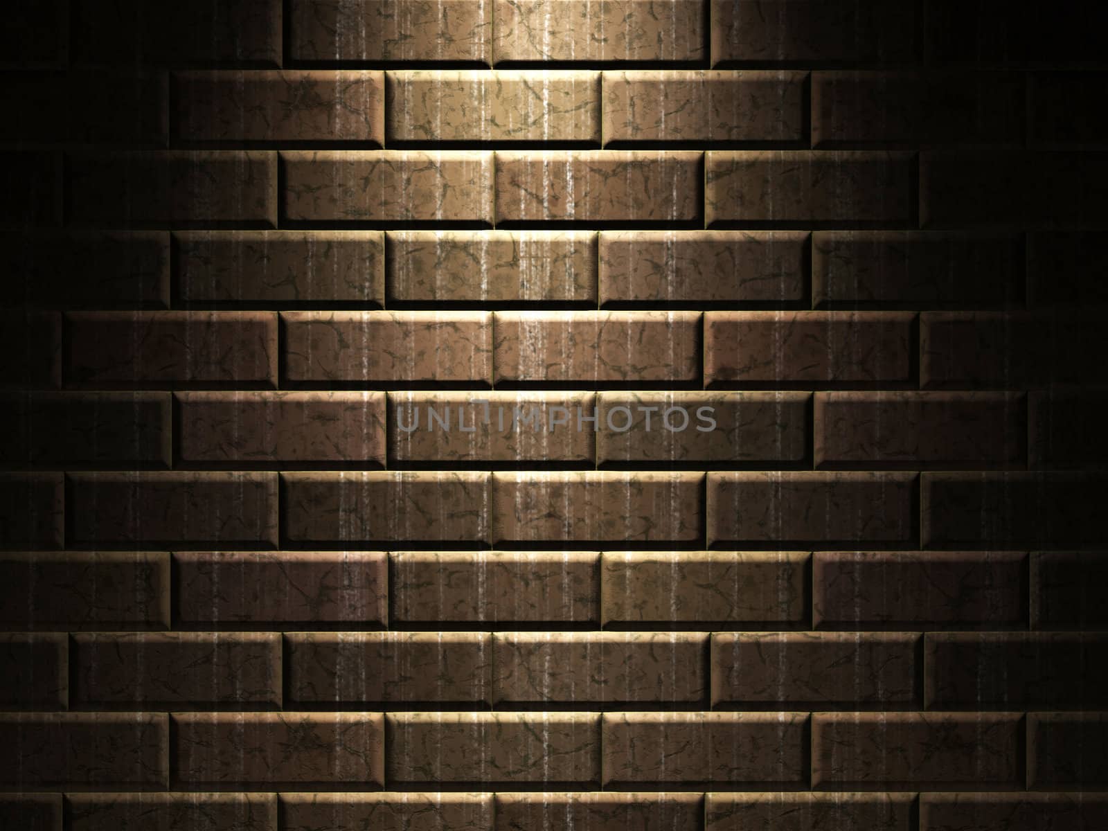The old dirty brick wall is shined with a lantern