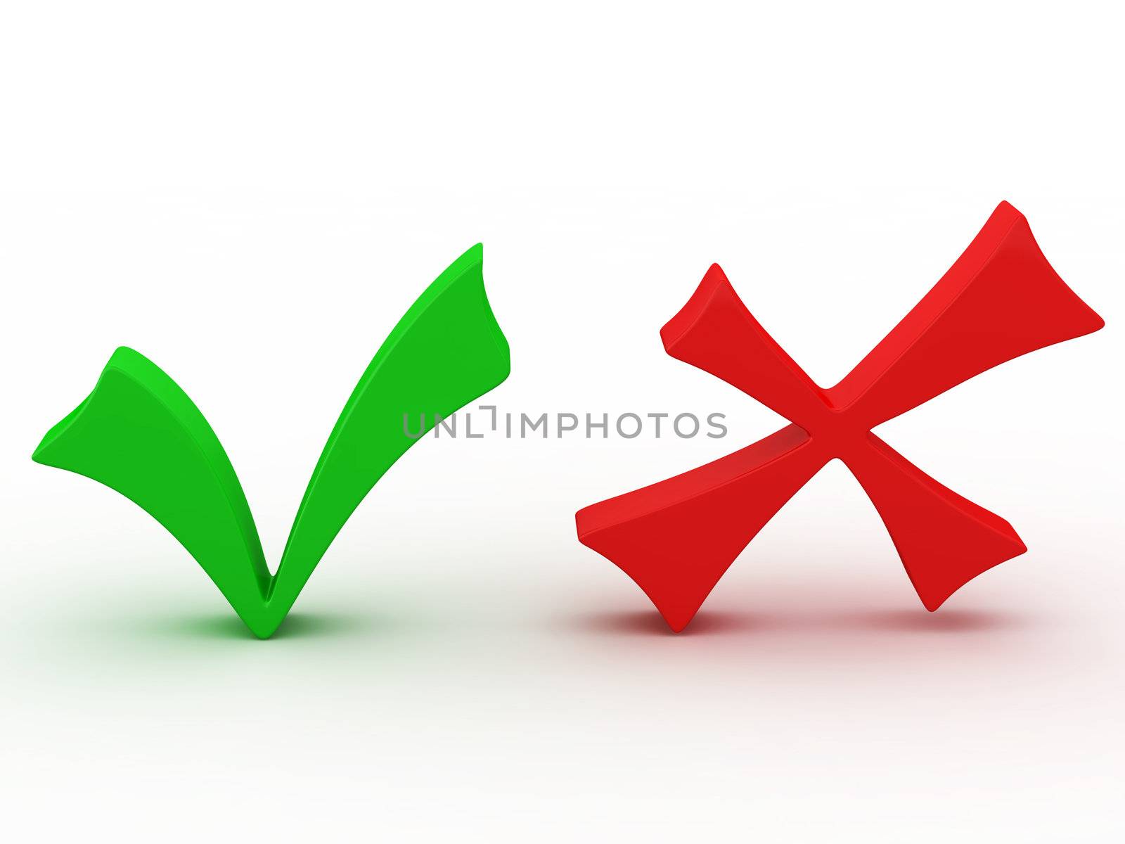 Green and red checkbox on a white background