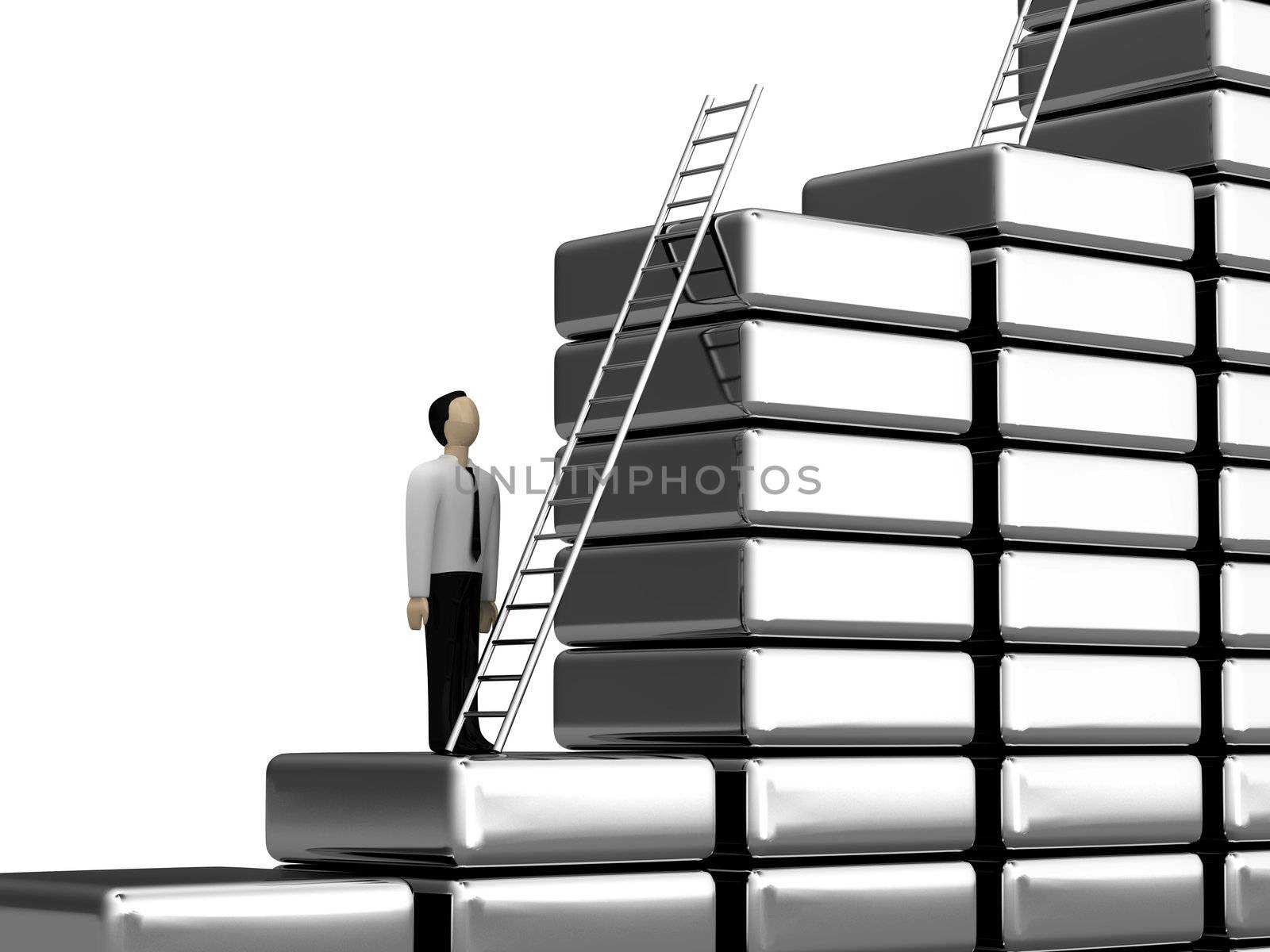 The person before a ladder of the career growth