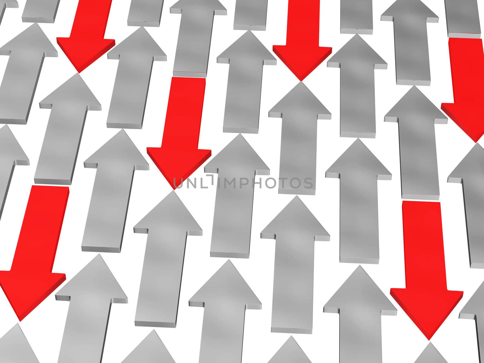 Red and gray arrows on white background