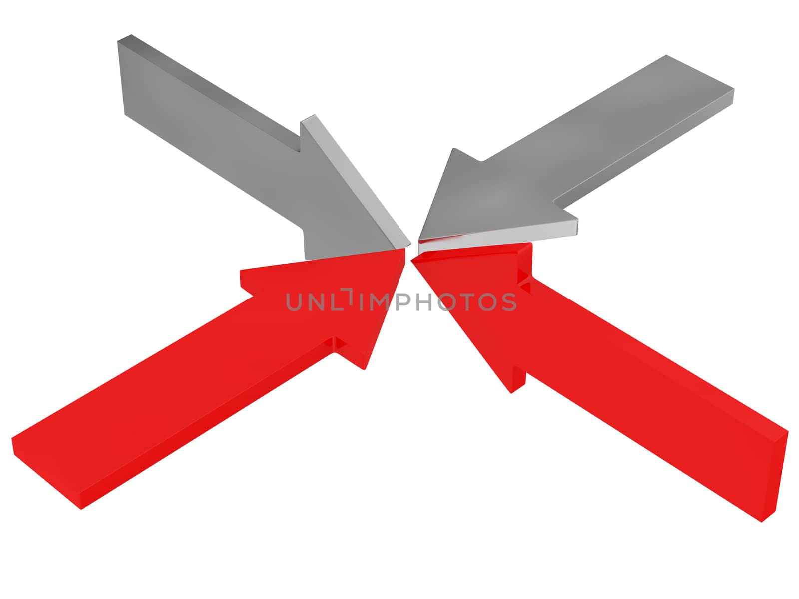 Red and gray arrows on a white background