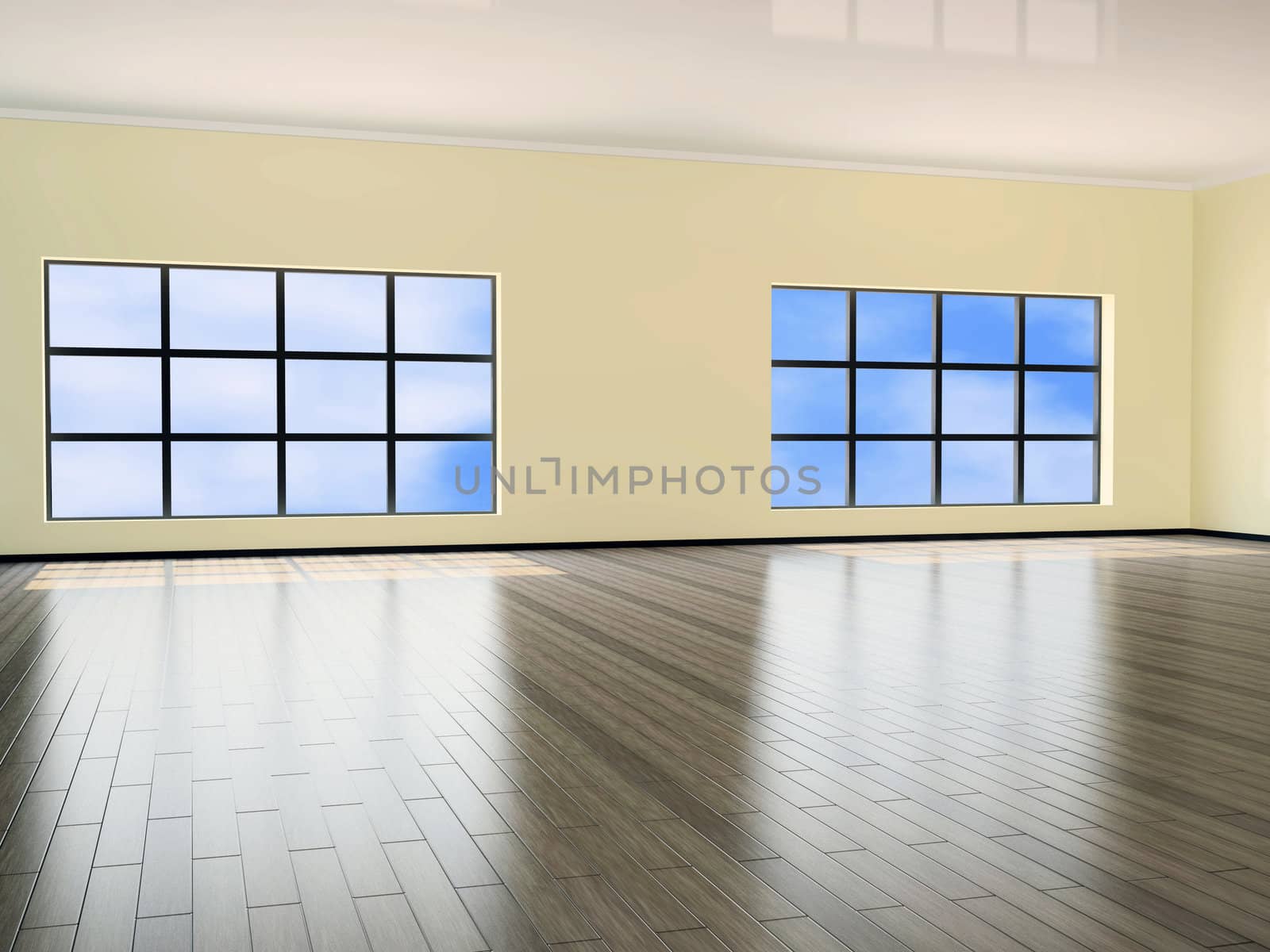 Interior of a hall with big window