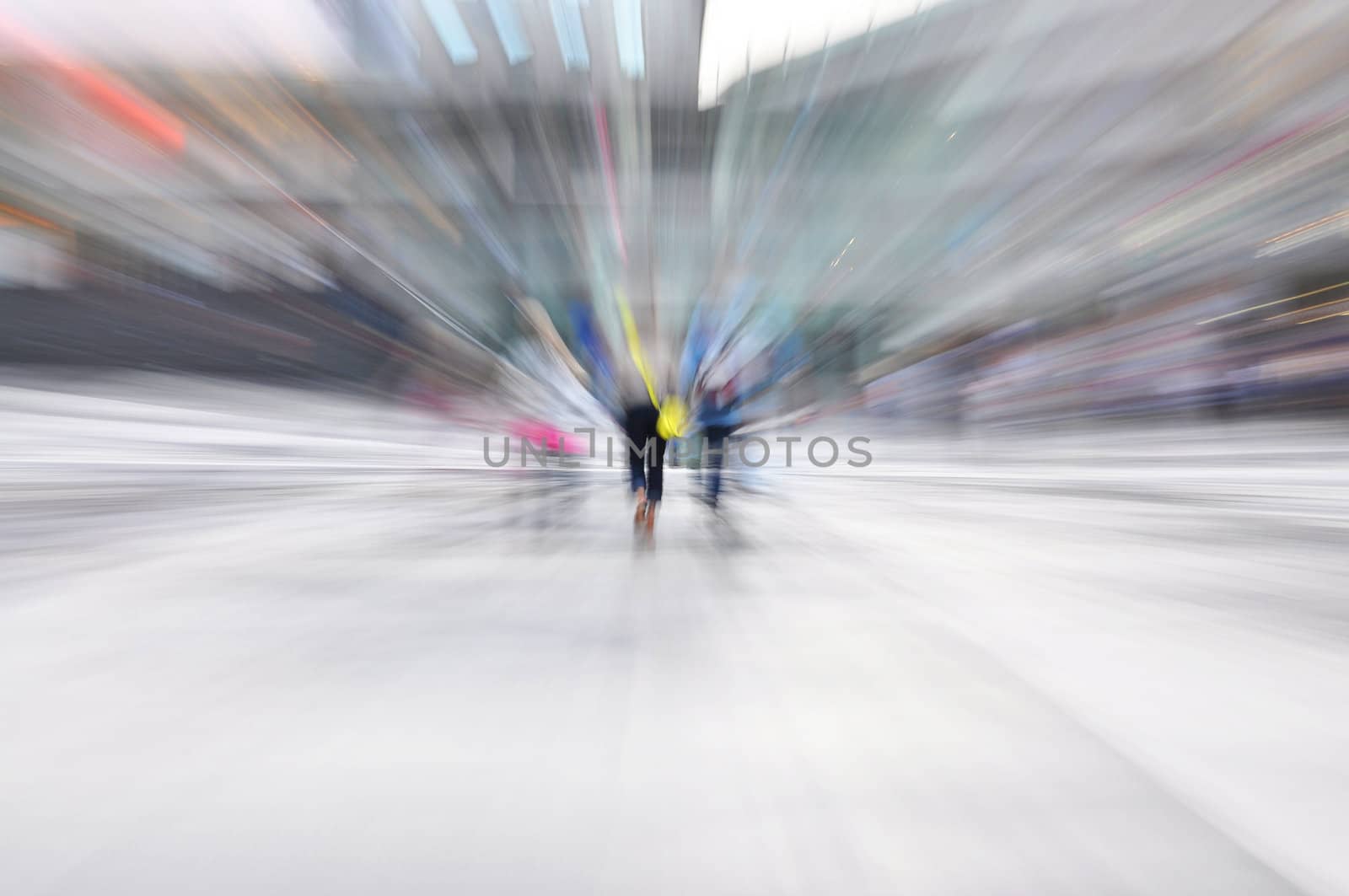 Young city life in motion blur.