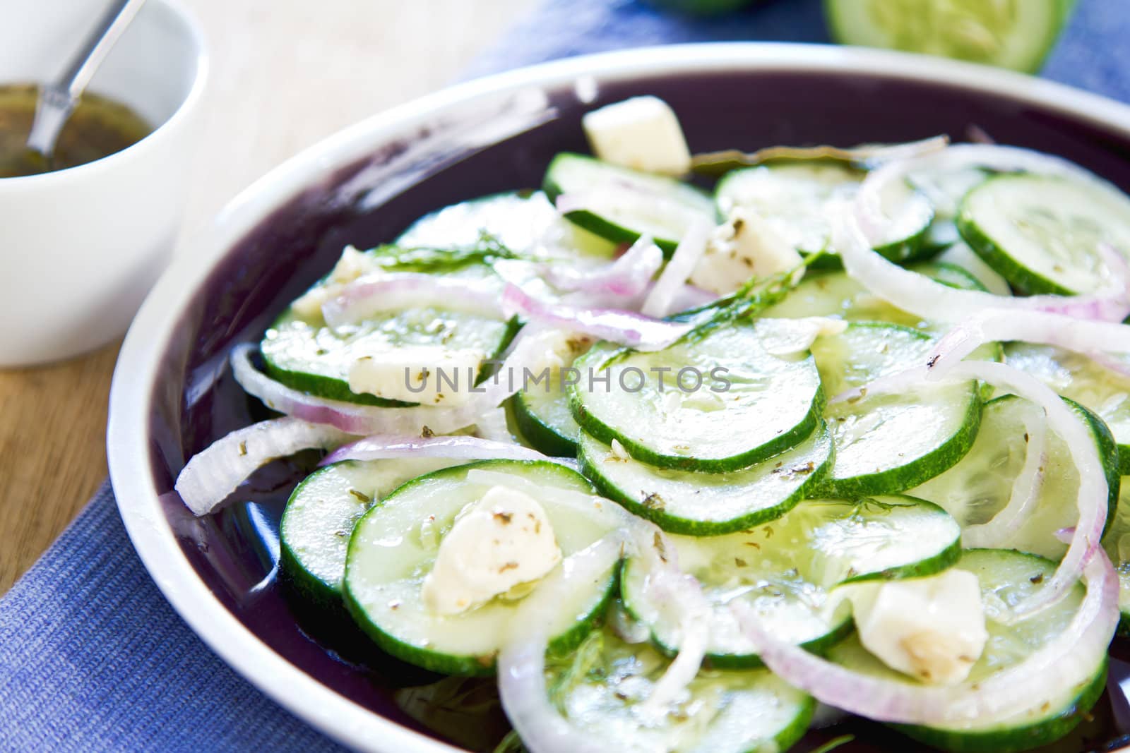 Cucumber with Feta and herb salad