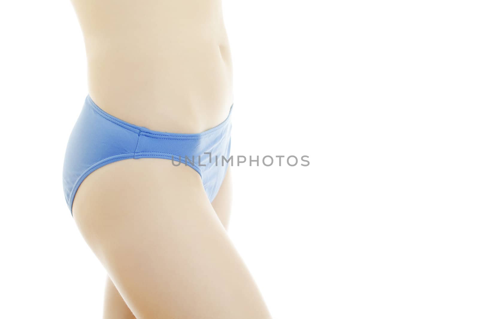 Slim woman body. Isolated on white.