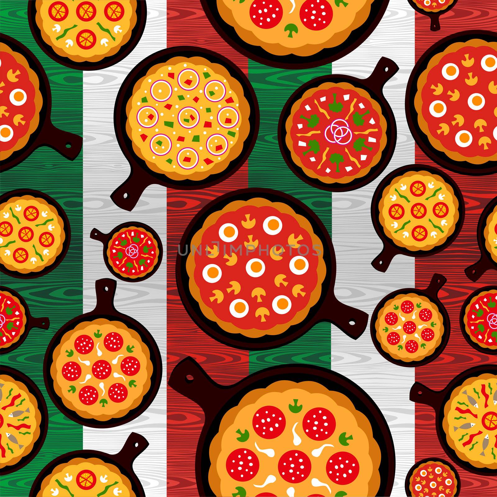 Italian pizza flavors pattern by cienpies