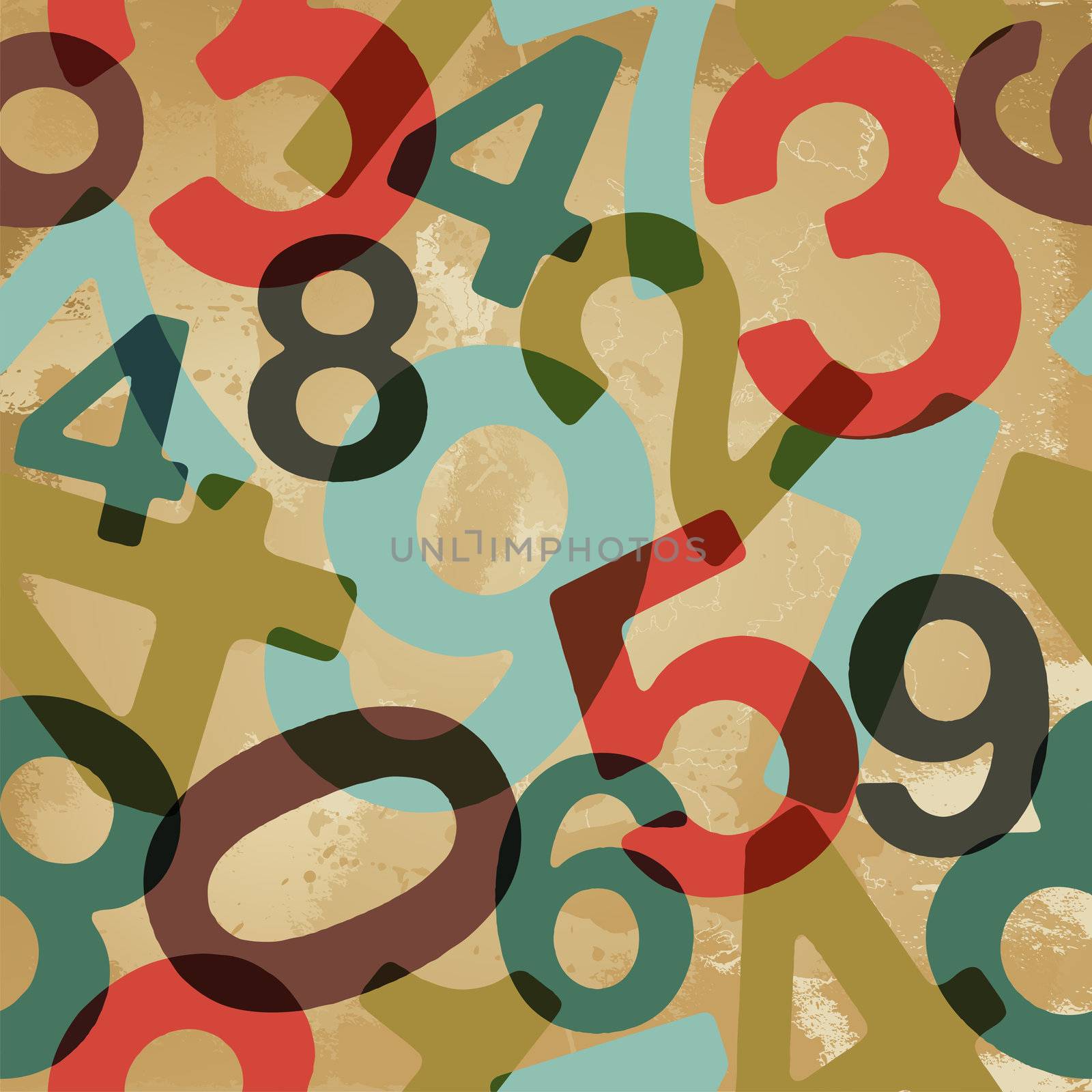 Retro numbers set seamless pattern. Vector file layered for easy manipulation and custom coloring