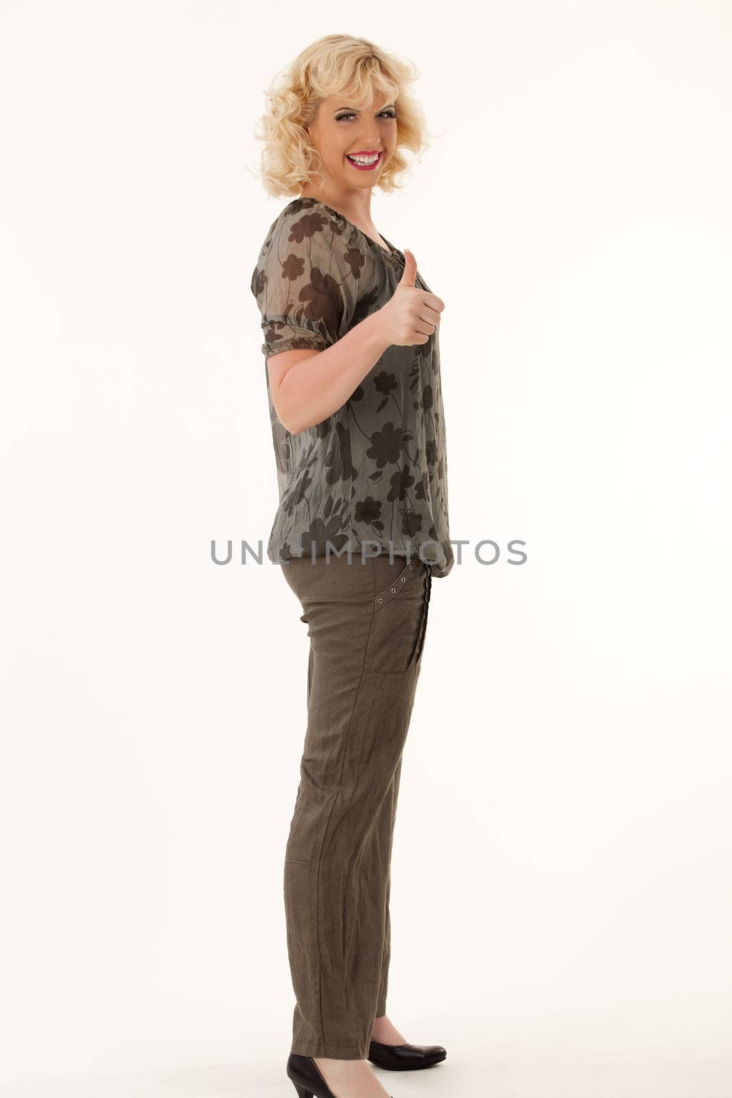 Funny woman with oversized thinks positively by STphotography