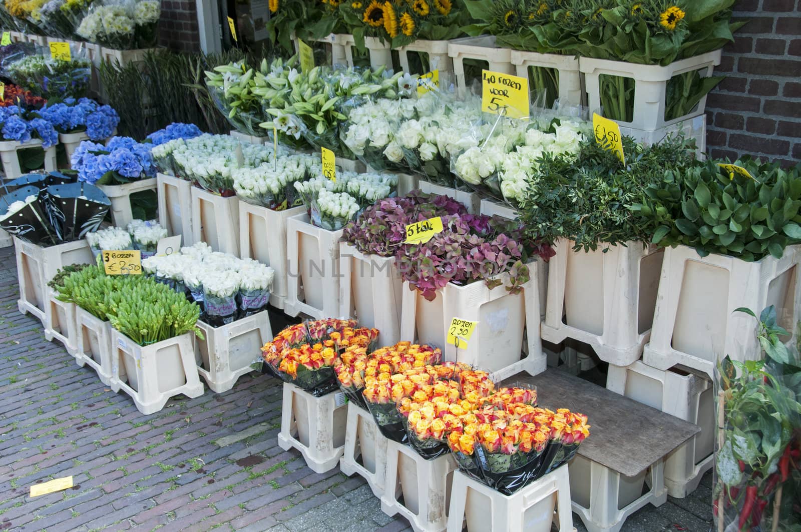 shop with flowers outside like roses and others