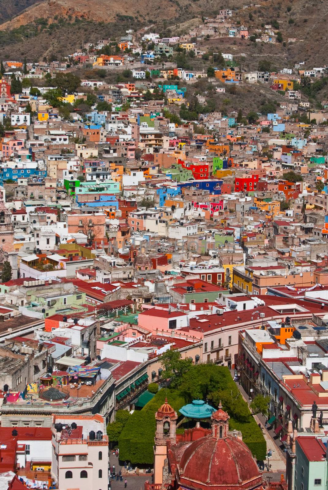 Colorful houses on hillside in Guanajuato Mexico