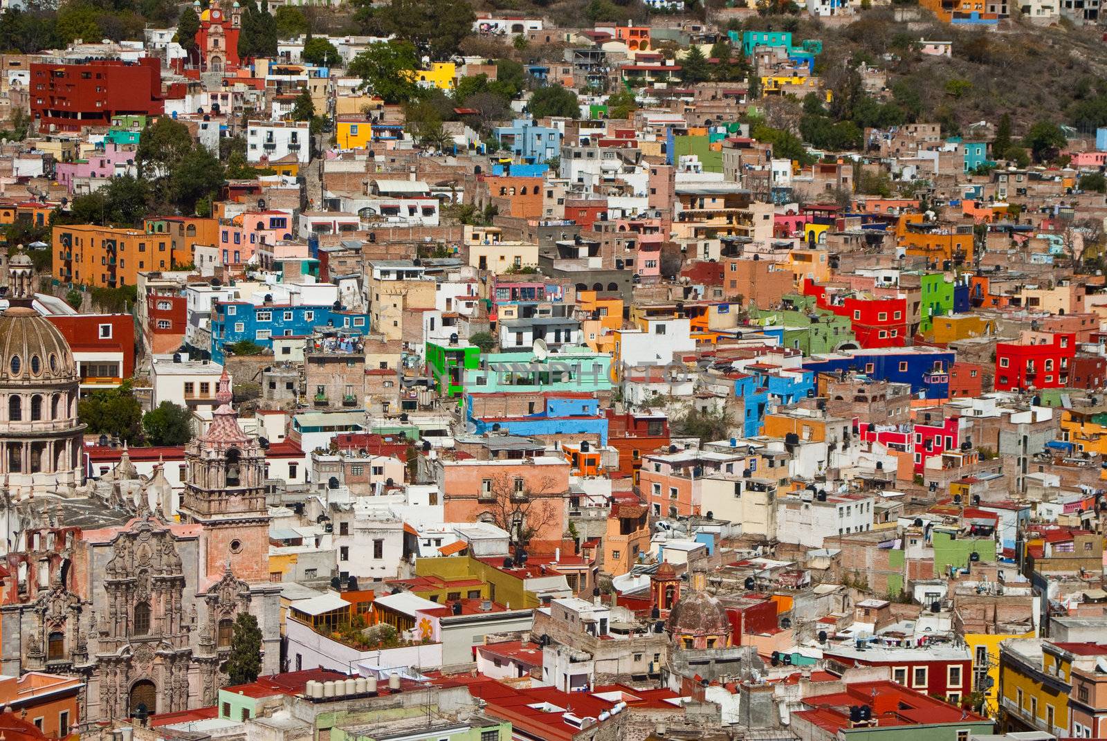 Colorful houses on the hills of Guanajuato Mexico