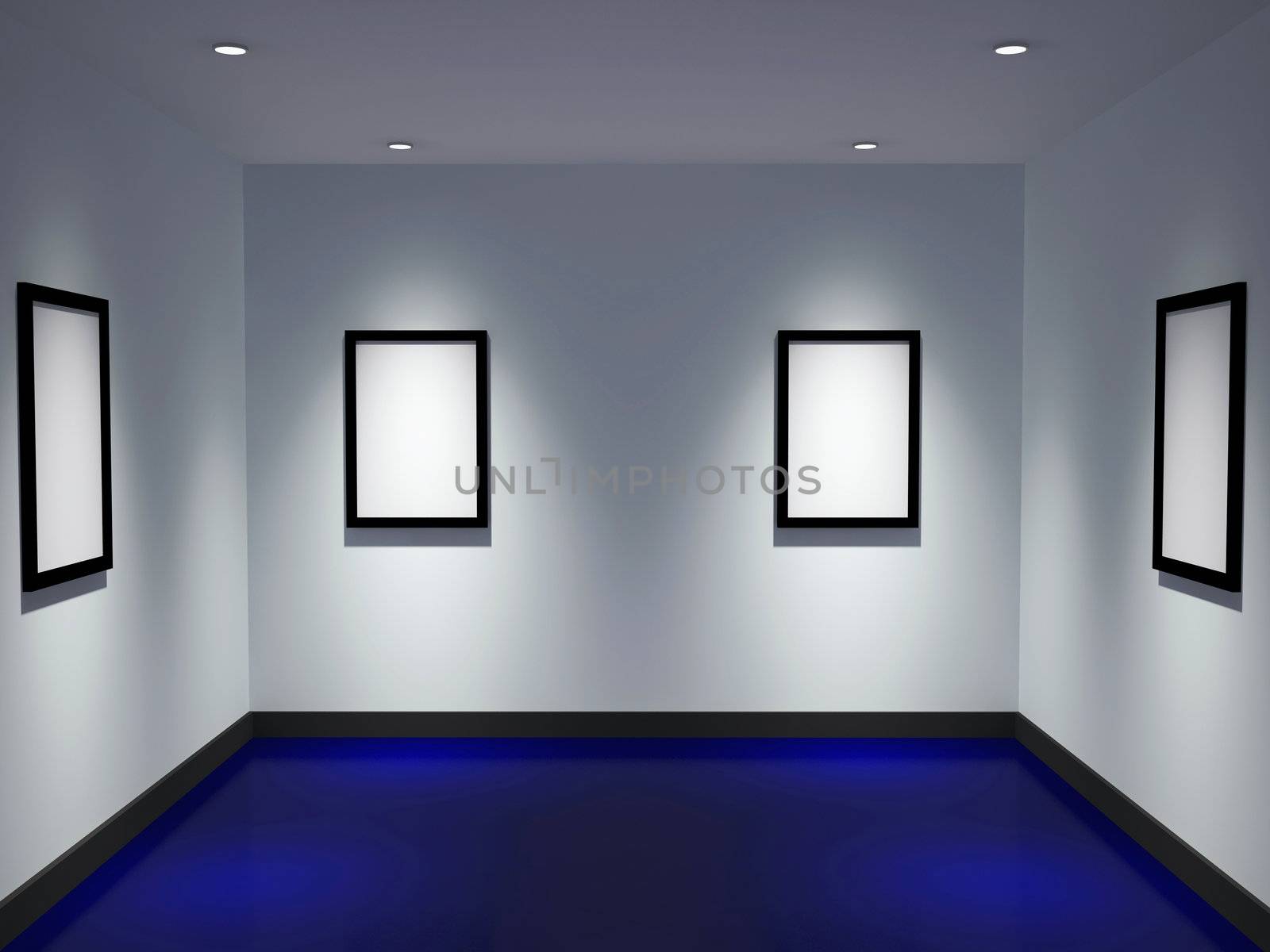 The gallery with empty black frames