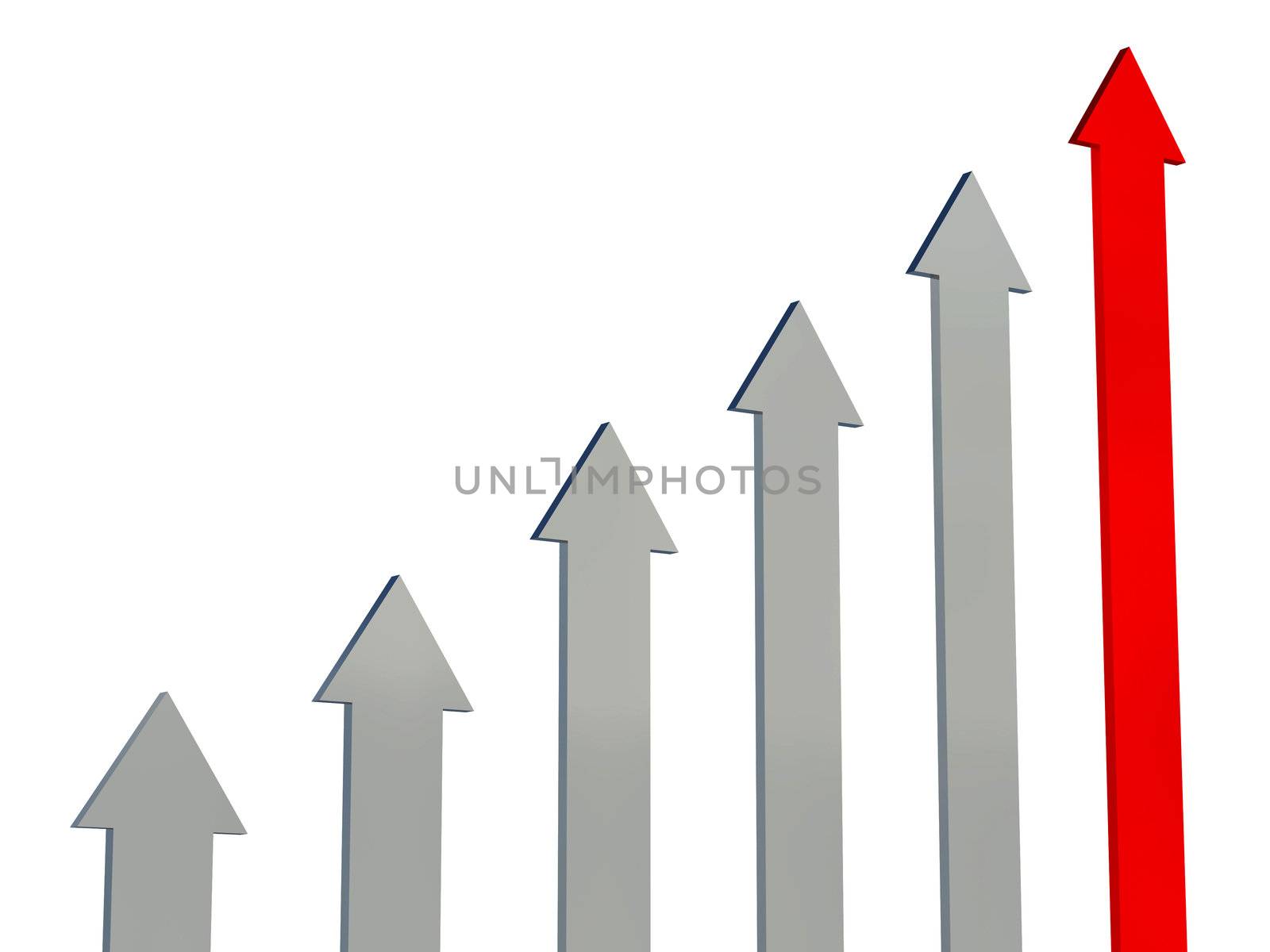 The red arrow above other grey arrows