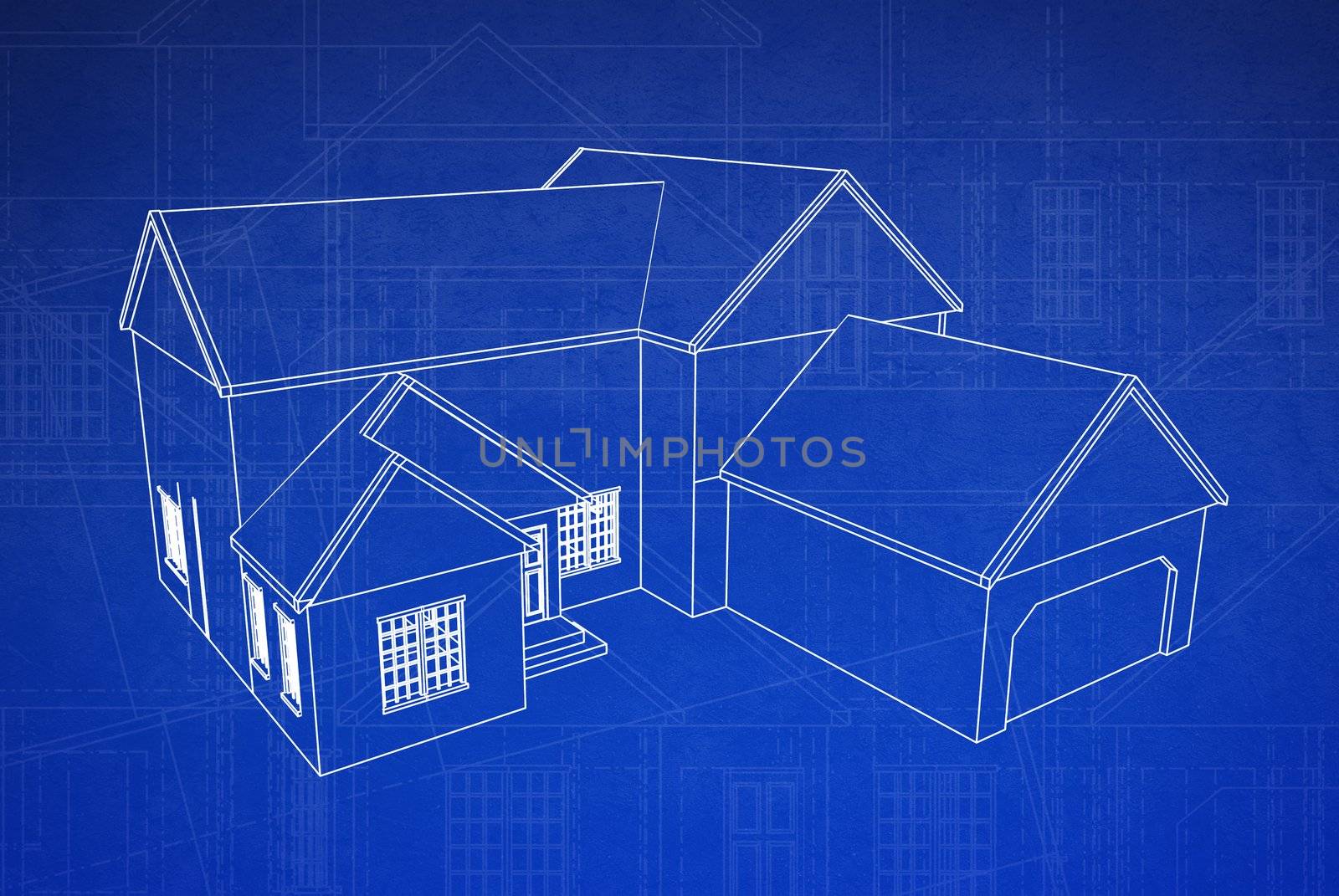 blue print style floor plans on grunge background 