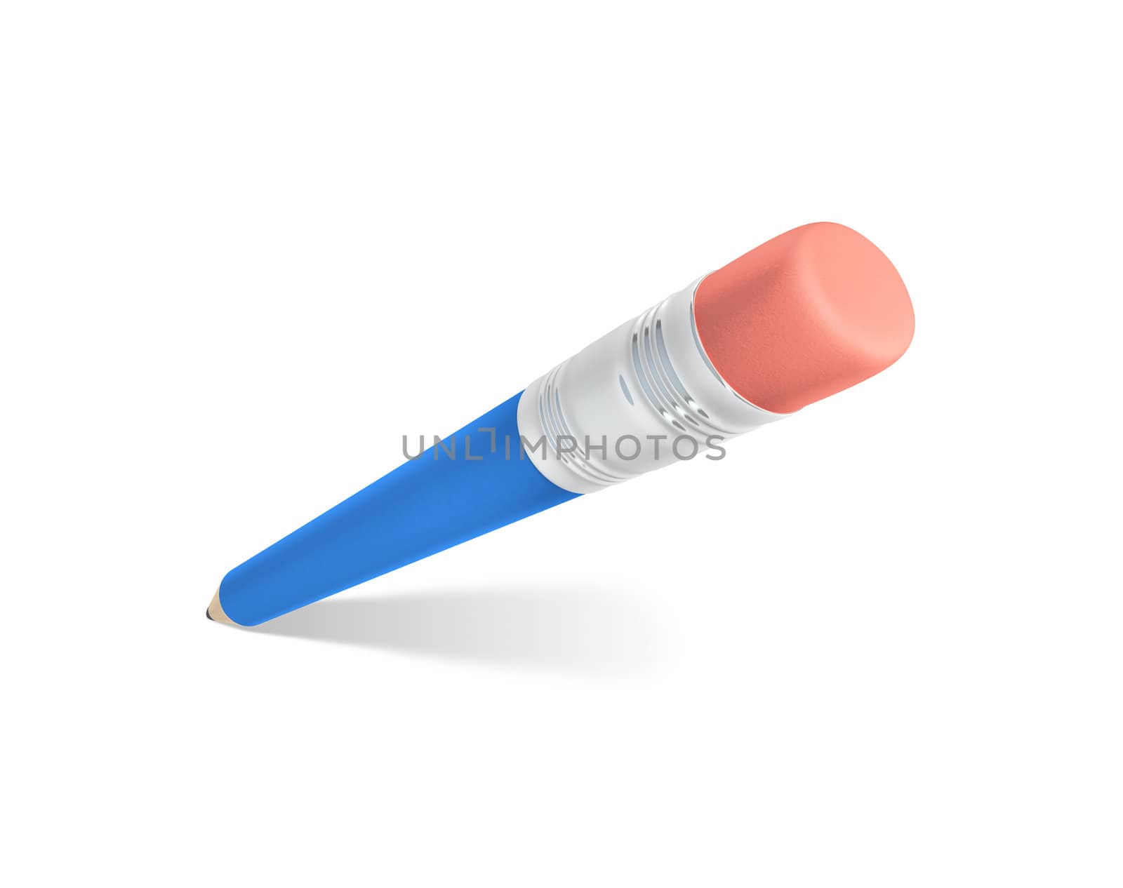 illustration of a blue writing pencil isolated on white with clipping path