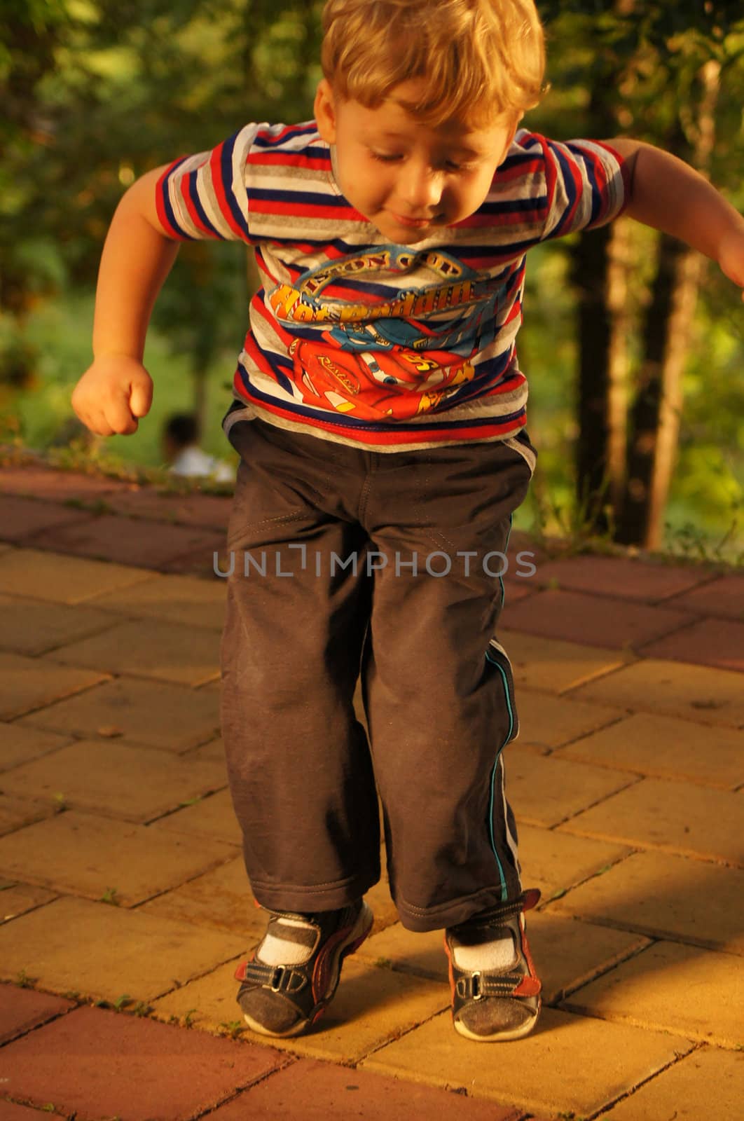 The little boy on walk