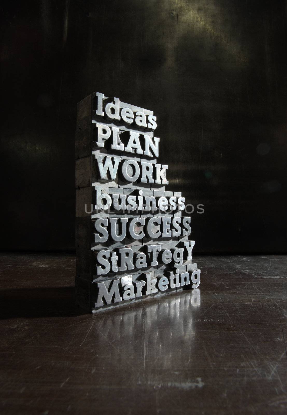 Business concept: words of antique metal letter-press type. by stokkete