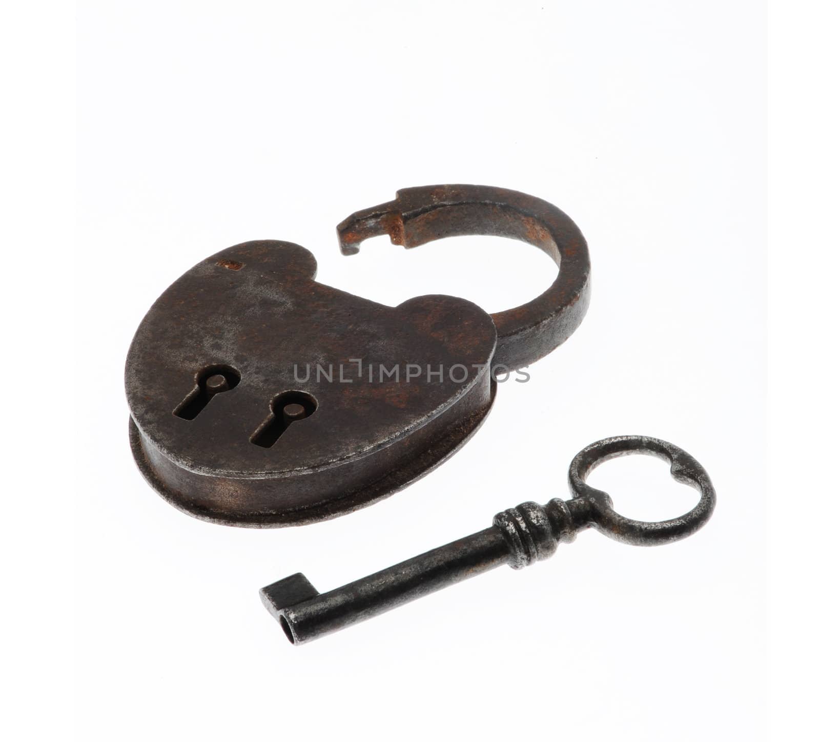 Antique Padlock  on white background by stokkete