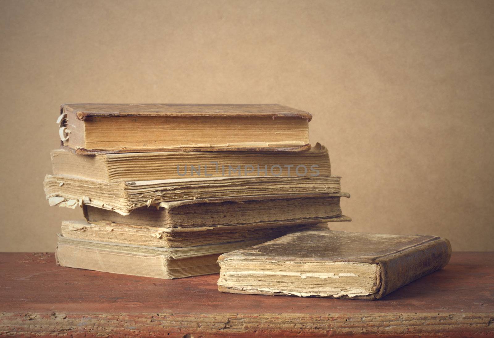 a stack of old books 