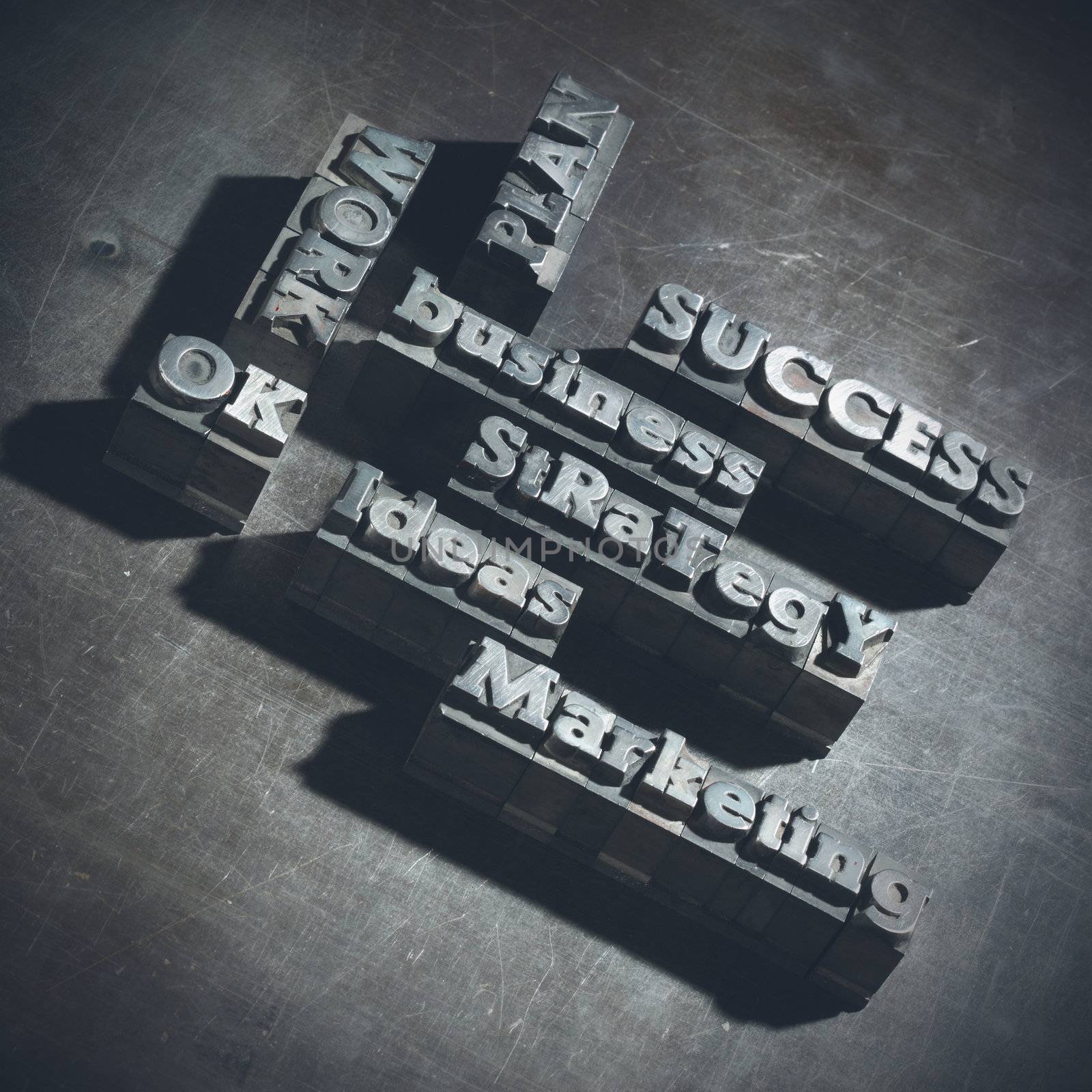 Business concept: words of antique metal letter-press type. by stokkete