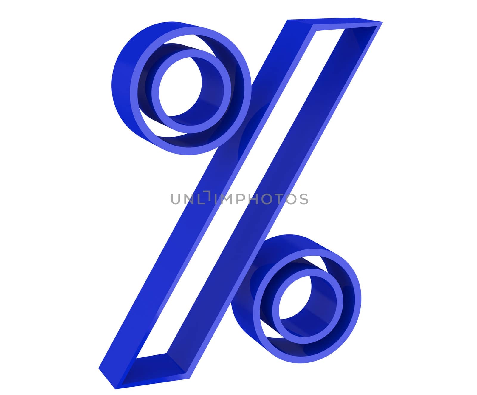 Blue percent sign on a white background