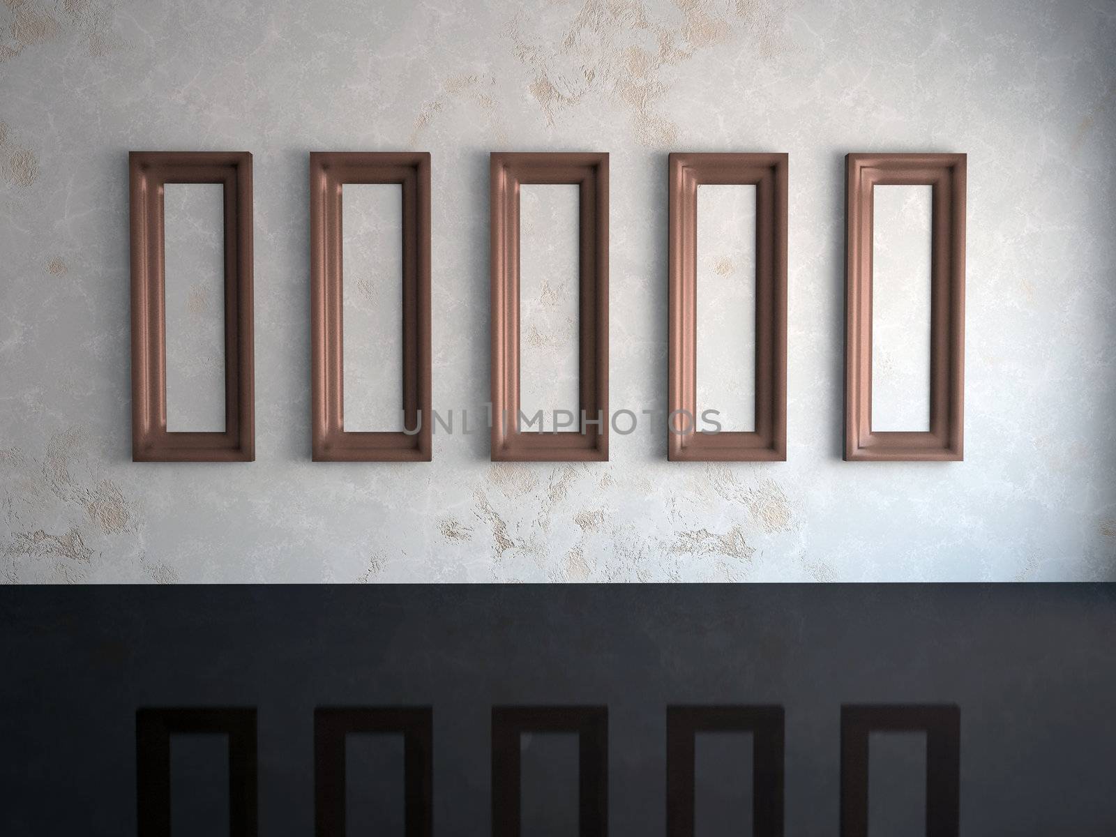 Blank pictures on the wall in the gallery