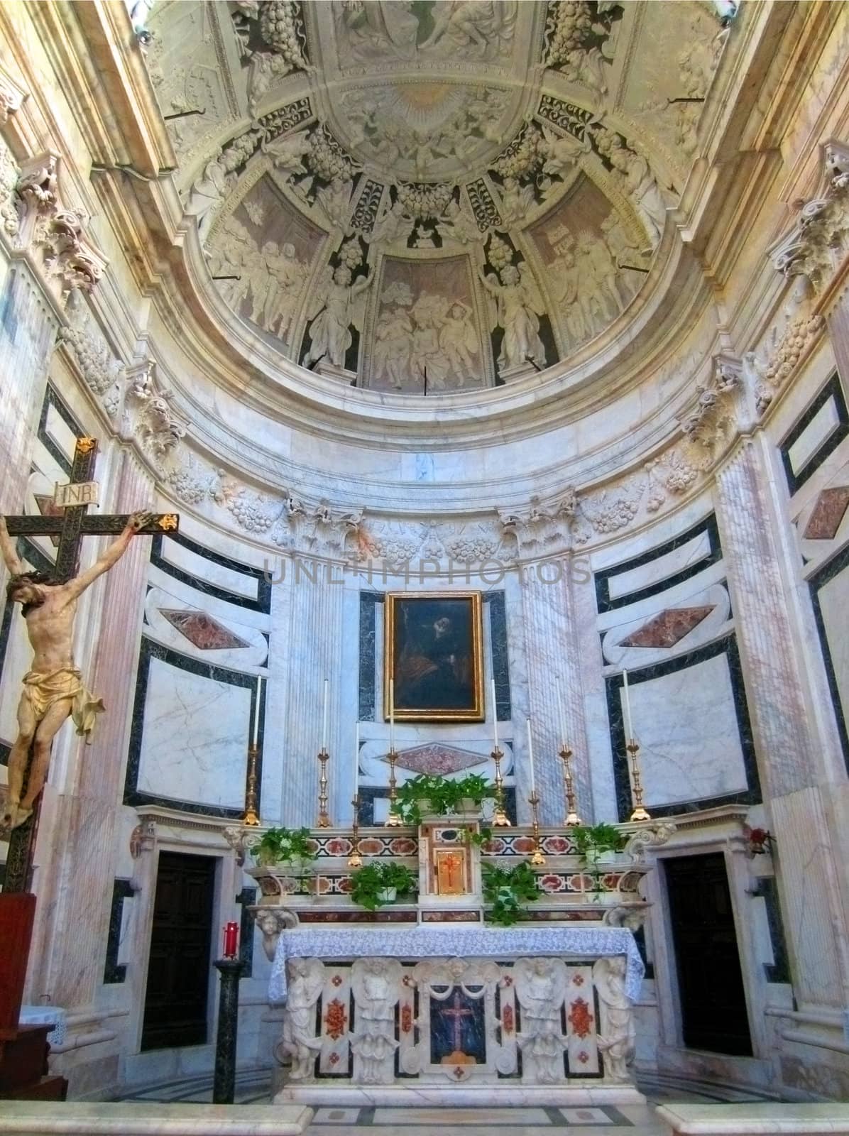 Interior of Cathedral in Genoa                          