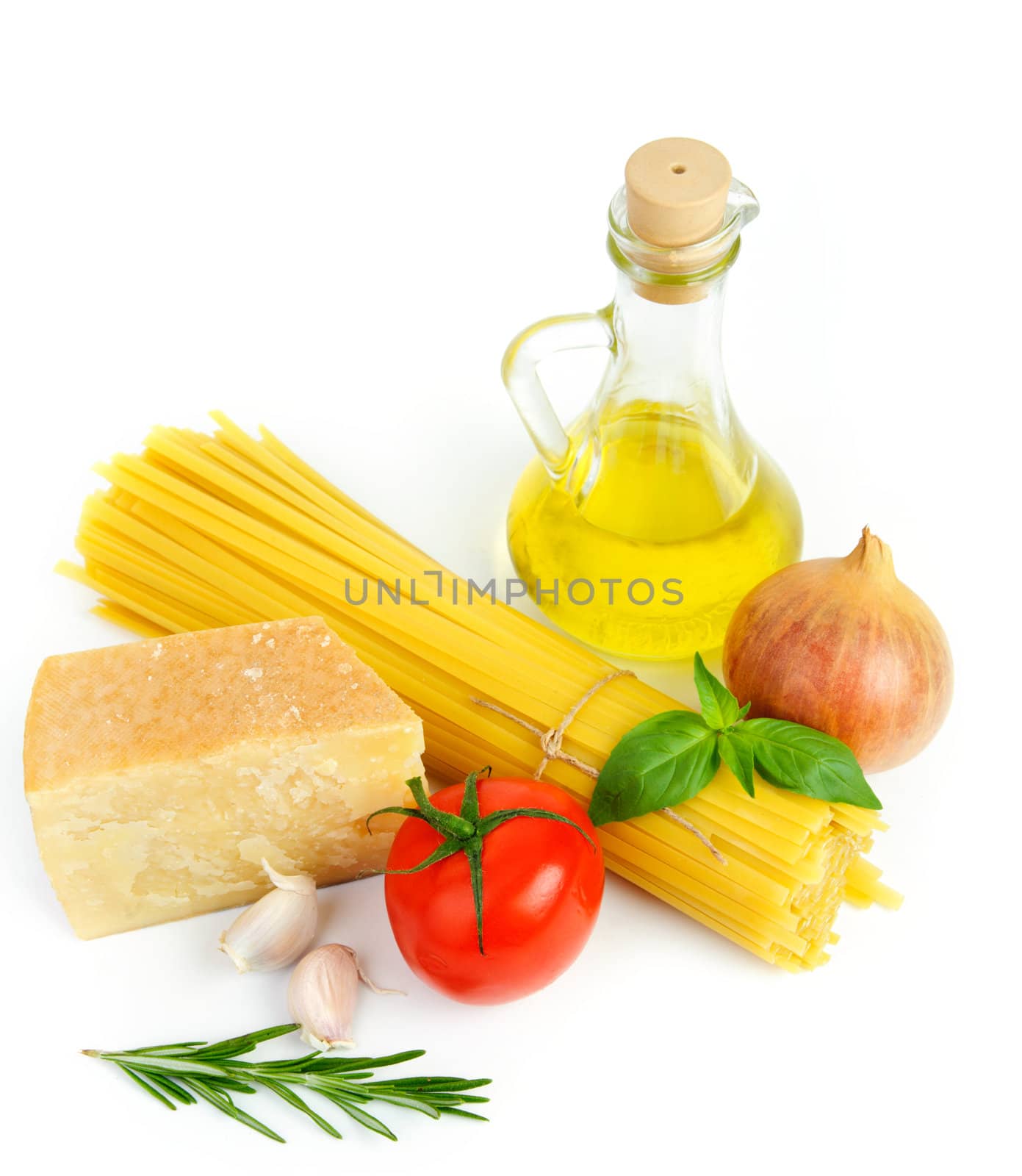 Close up of basic ingredients for italian pasta