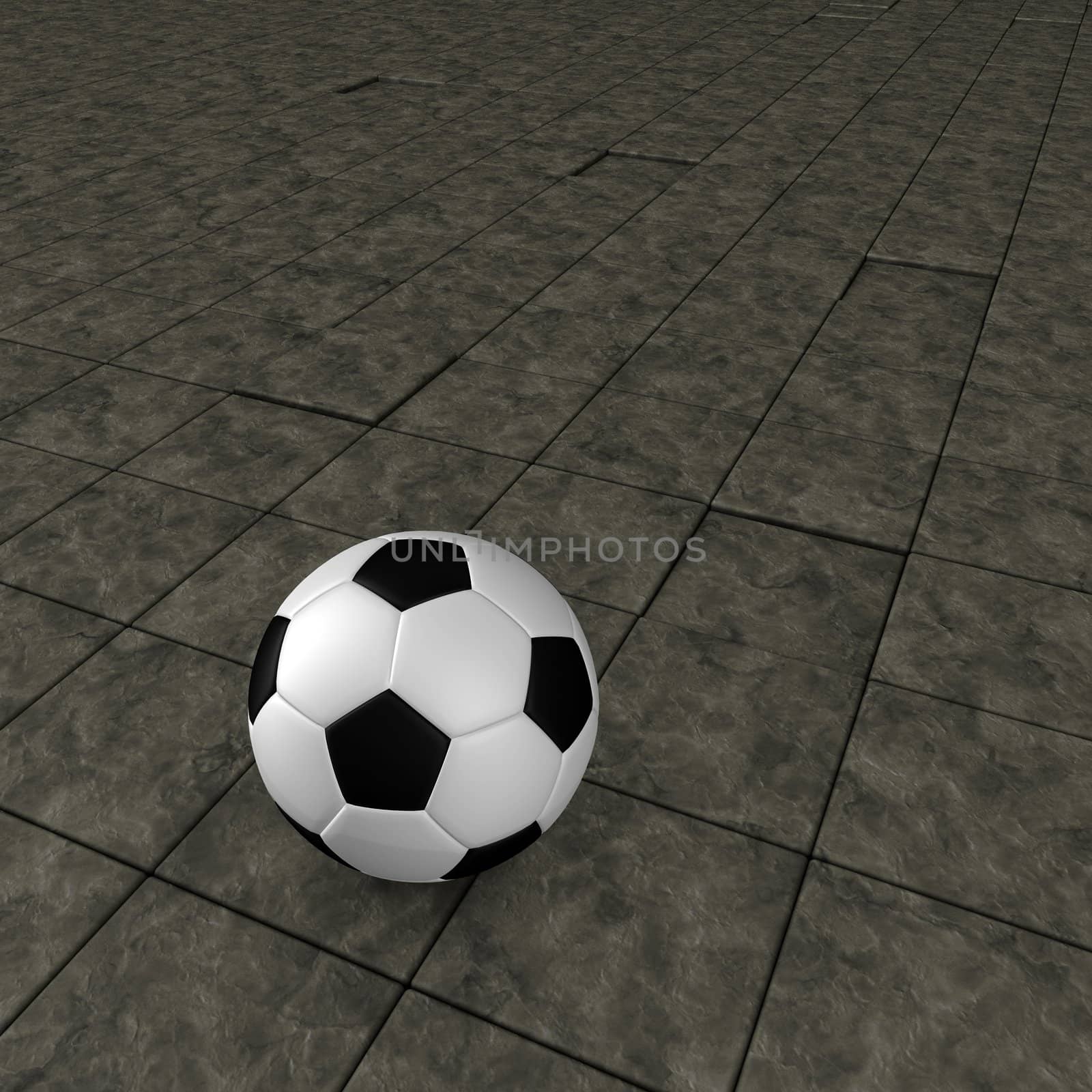 classic soccer ball on stone background - 3d illustration
