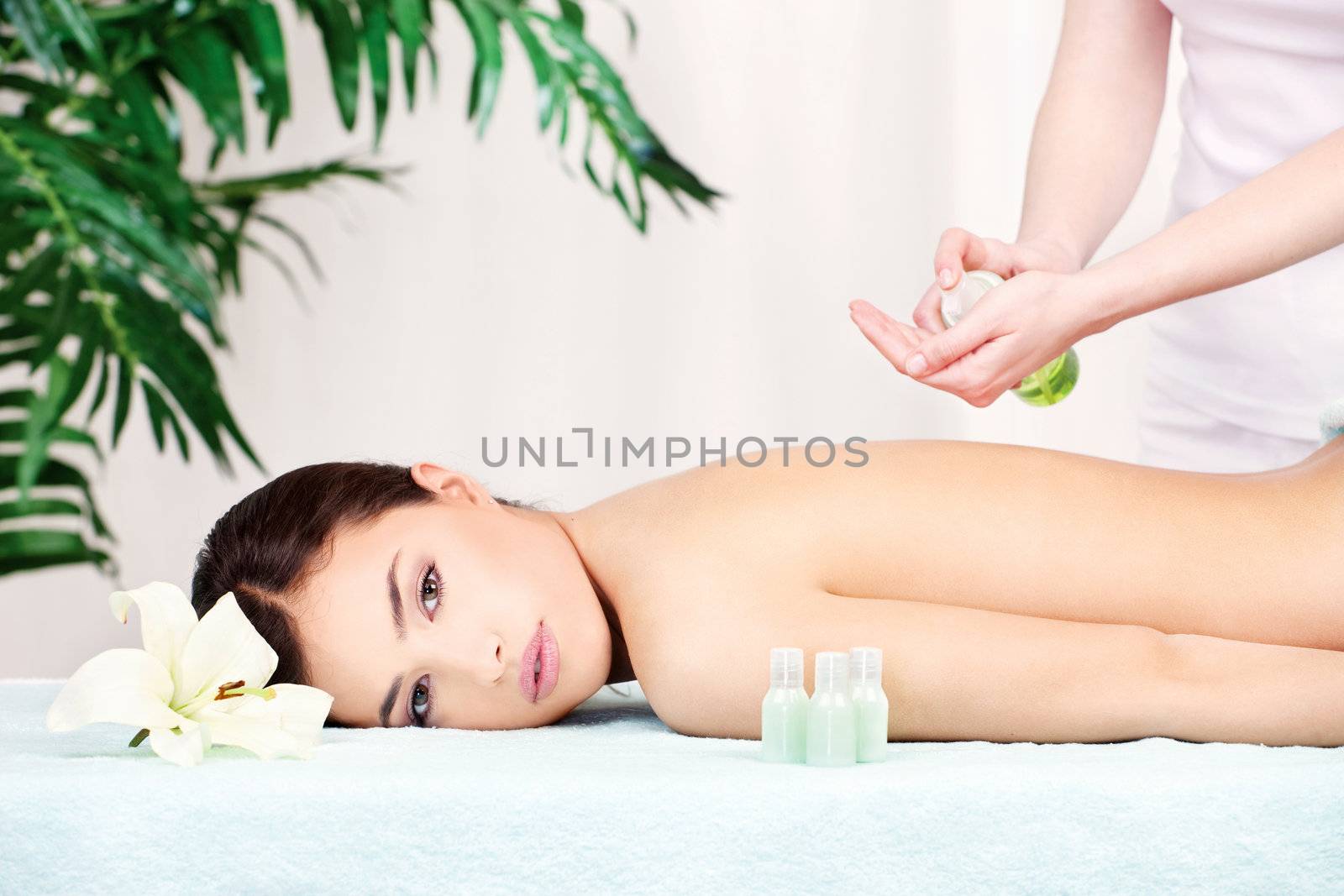 Lovely lady getting a back massage