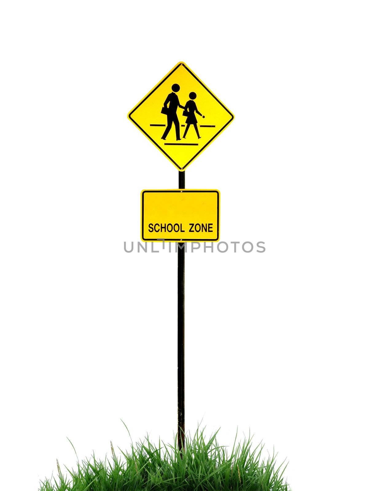 school zone sign isolated