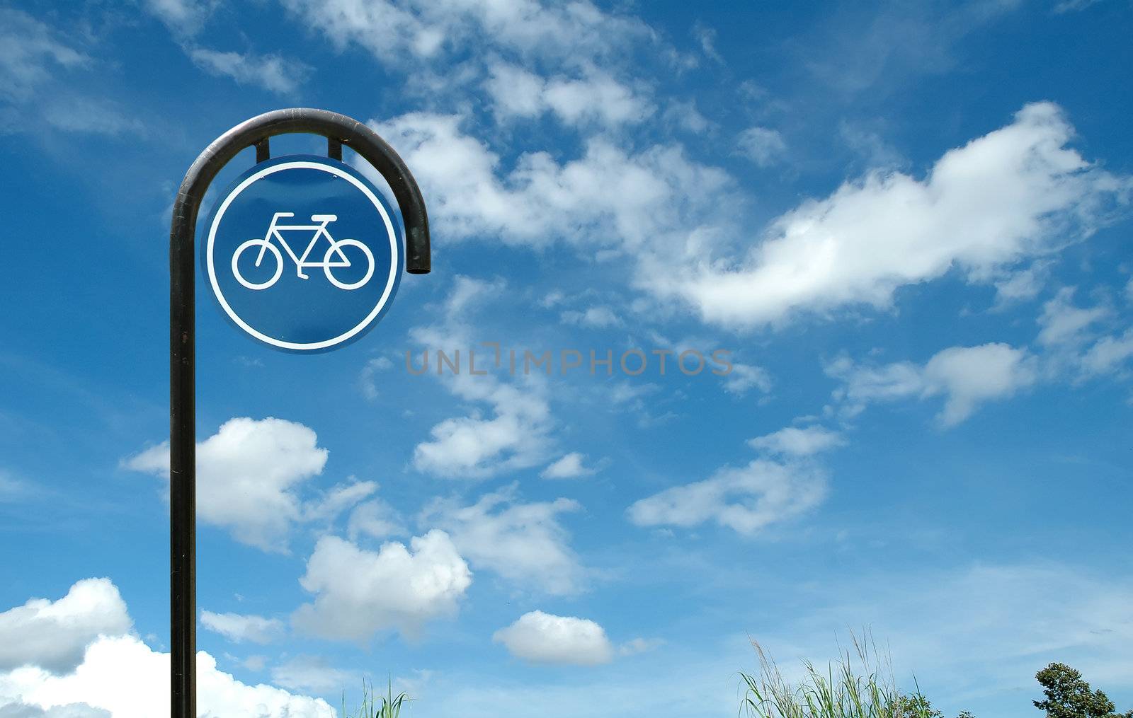 bicycle sign and cloud sky