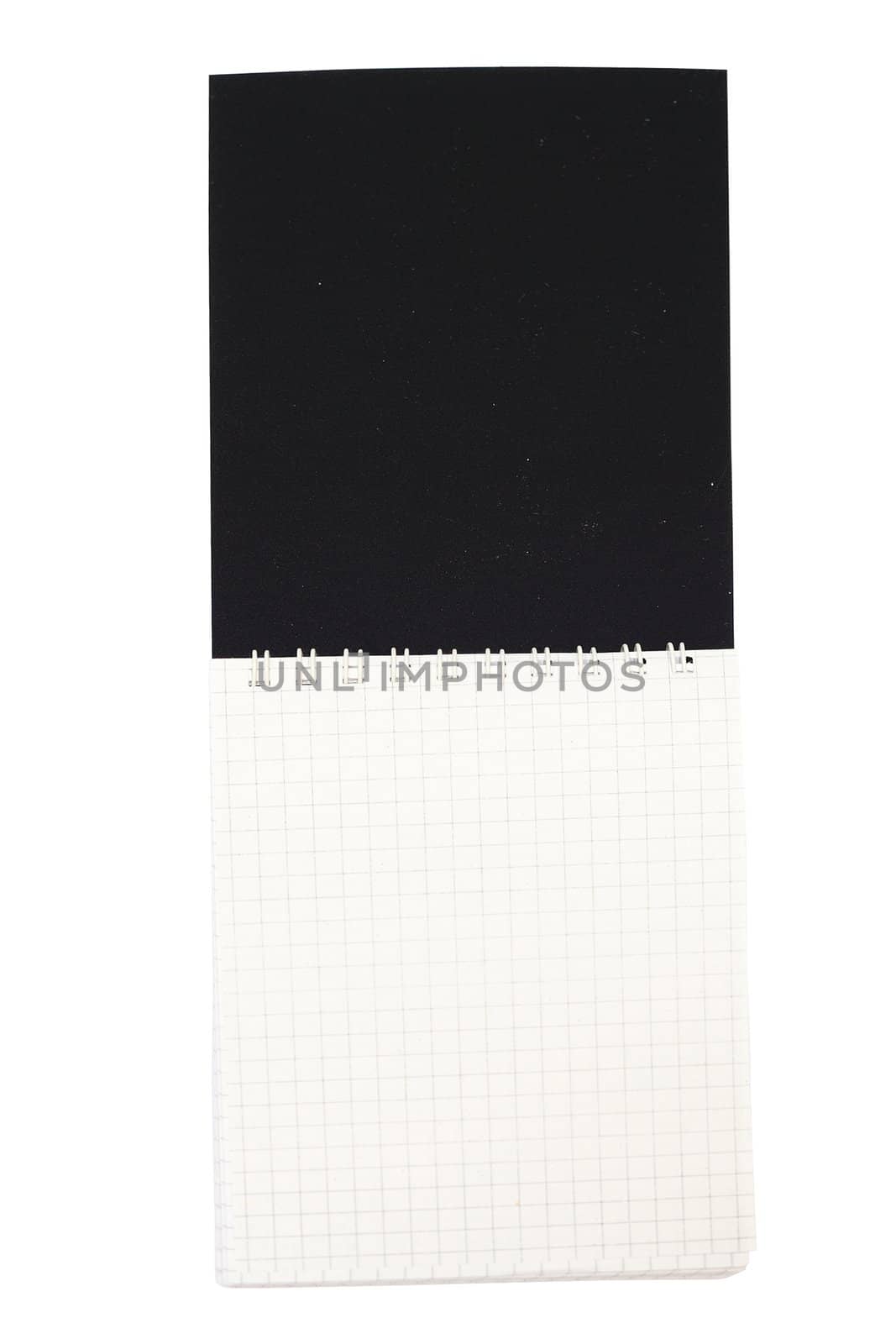 An image of open notebook on white background