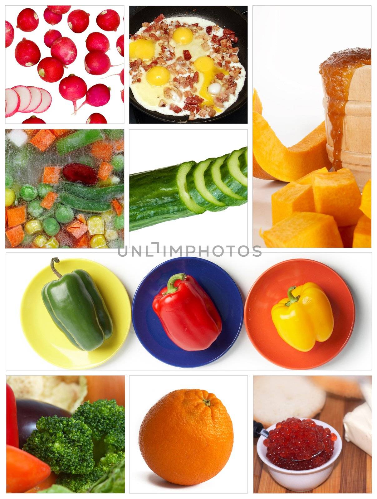 A set of nine images on topic diet