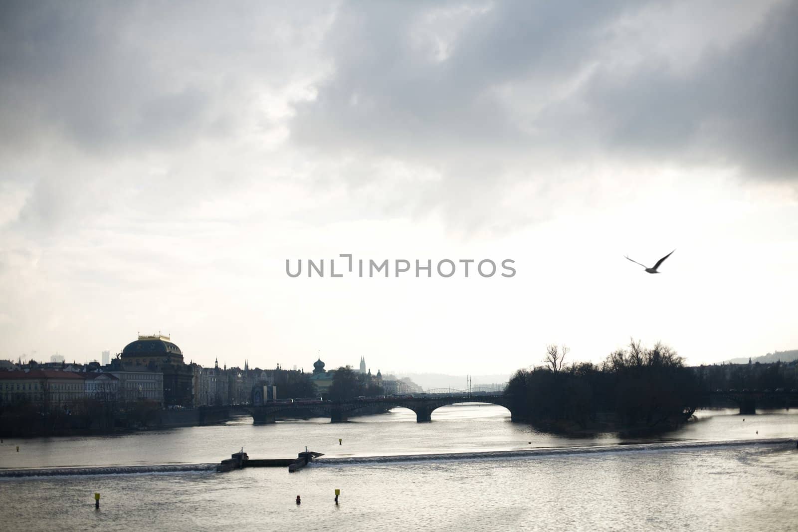 An image of evening river and bridge 