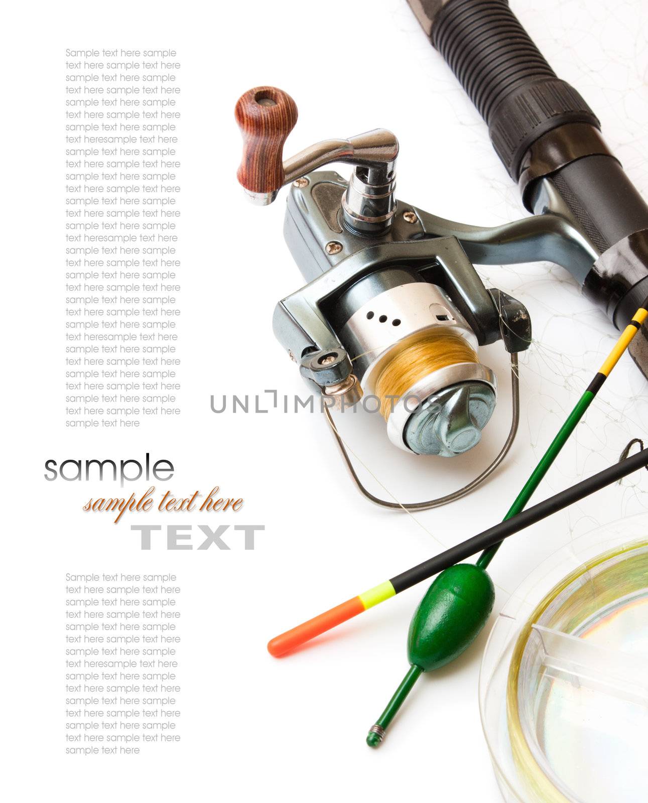 Fishing gear is isolated on a white background