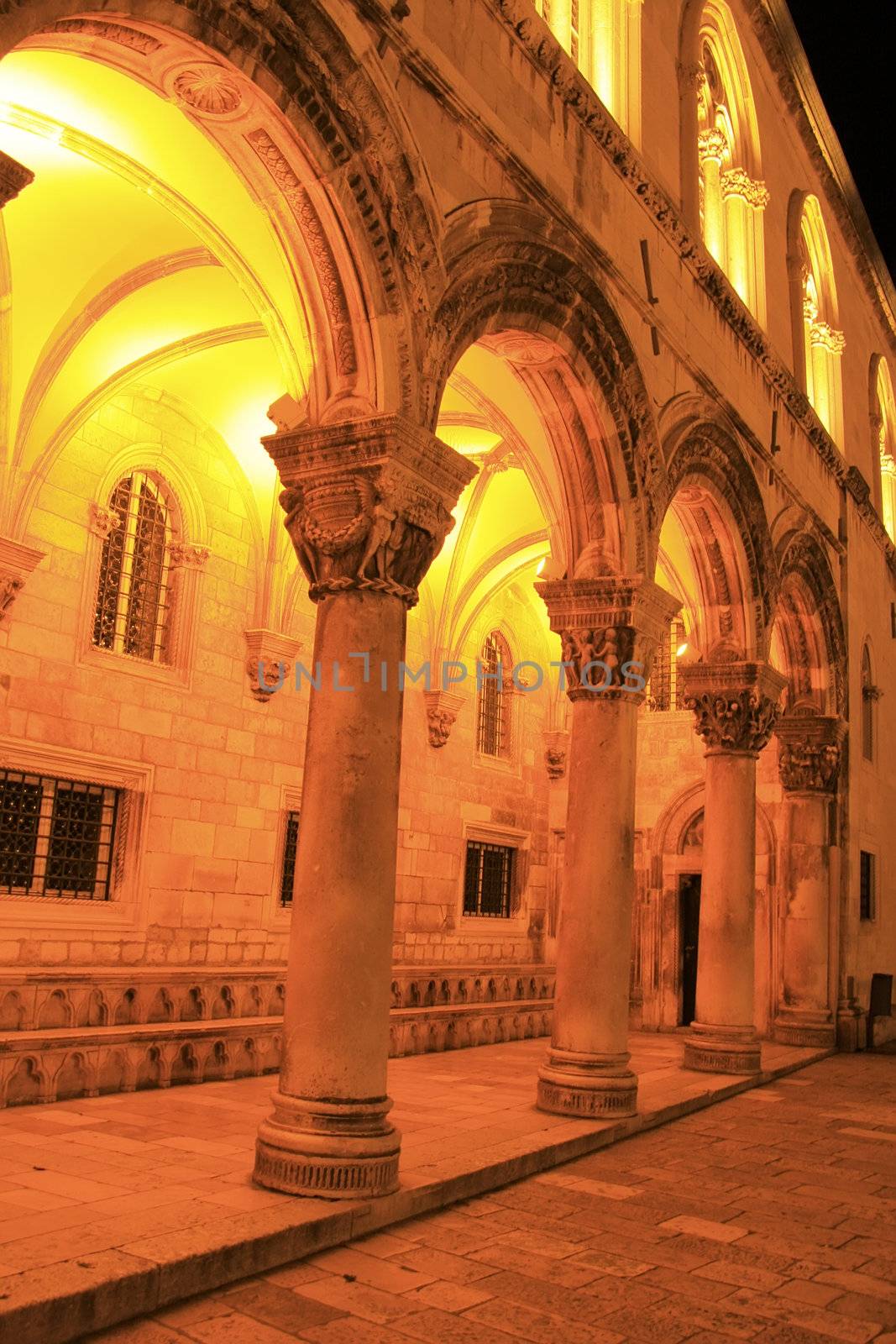 Sponza Palace at night, Dubrovnik, Croatia