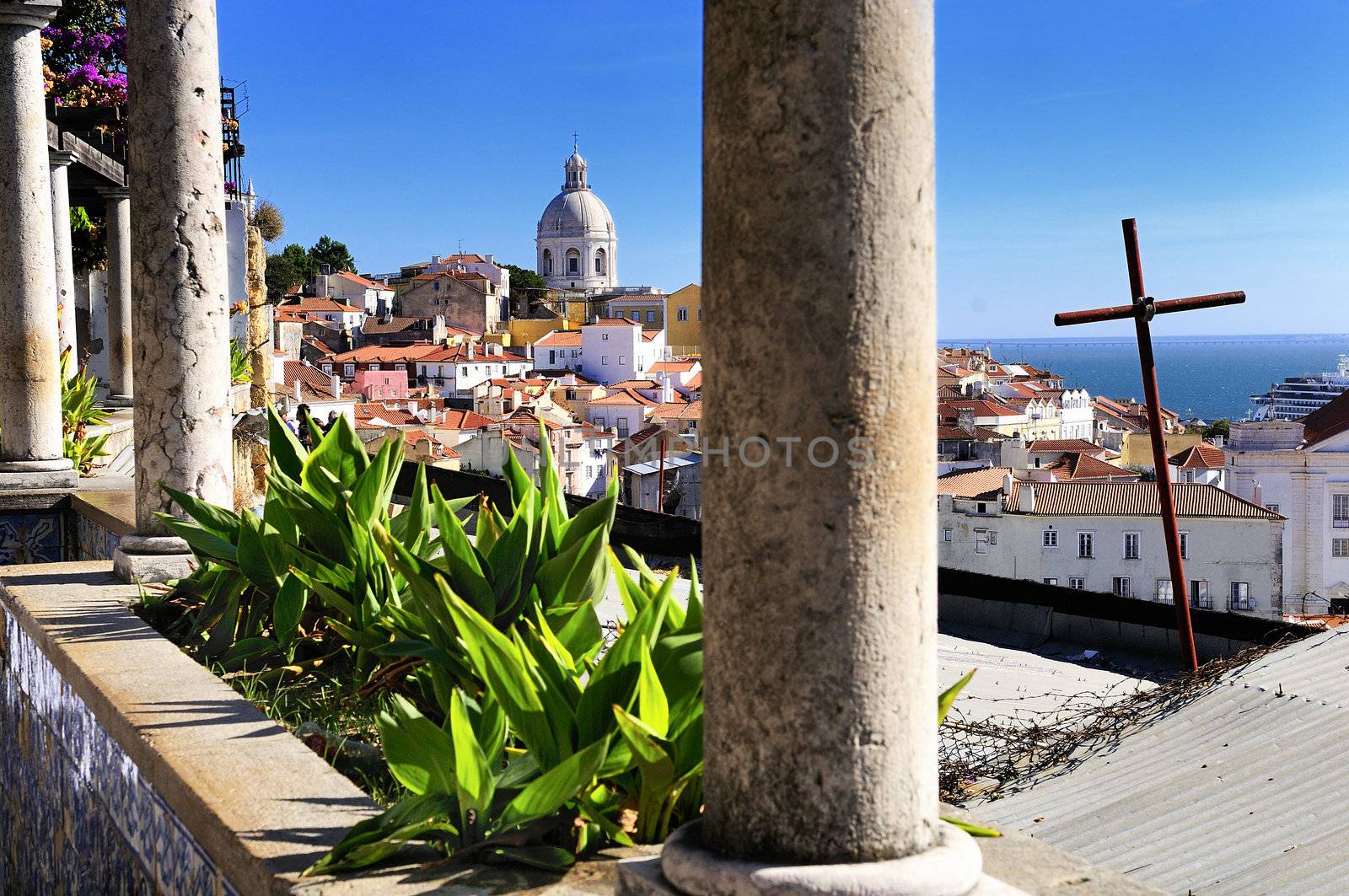 Panorama of a old traditional neighborhood in Lisbon