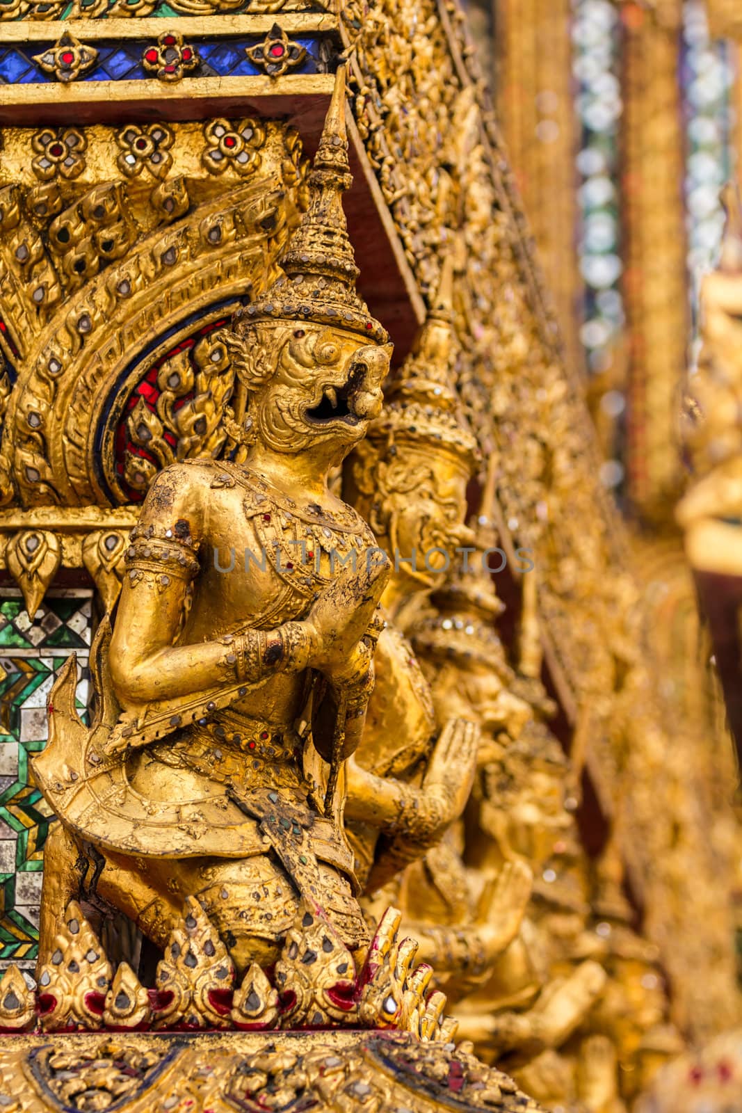 Stucco Thai art style in Grand Palace Bangkok Thailand