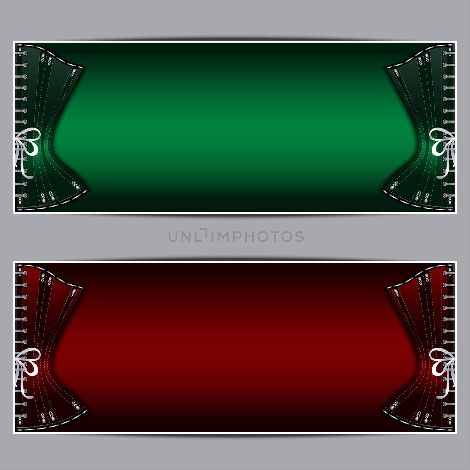 Green and red banners with corset and place for text