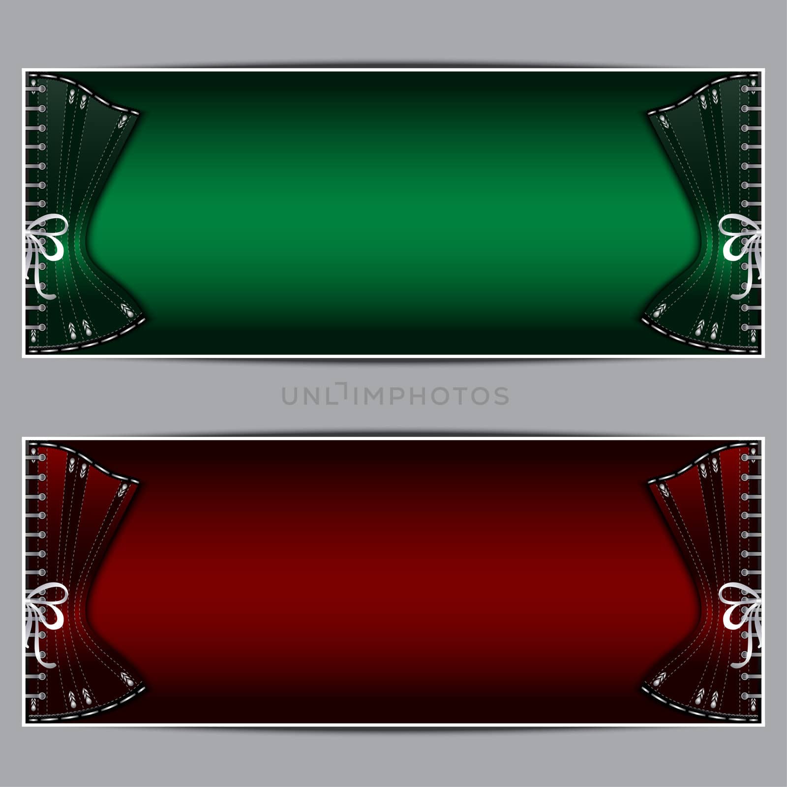 Green and red banners with corset and place for text