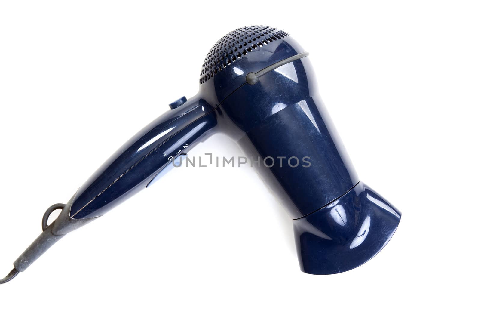 Old hair dryer on a white background