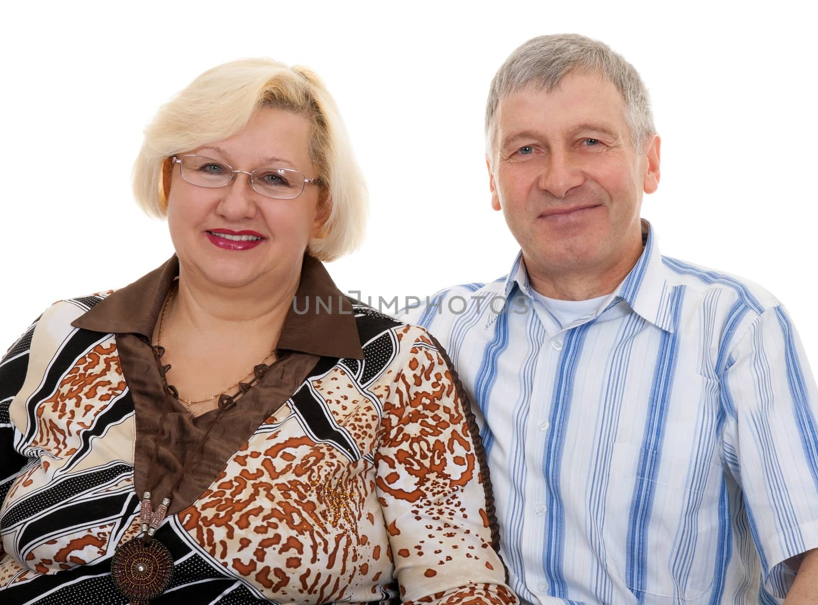 portrait of an elderly couple on a white background