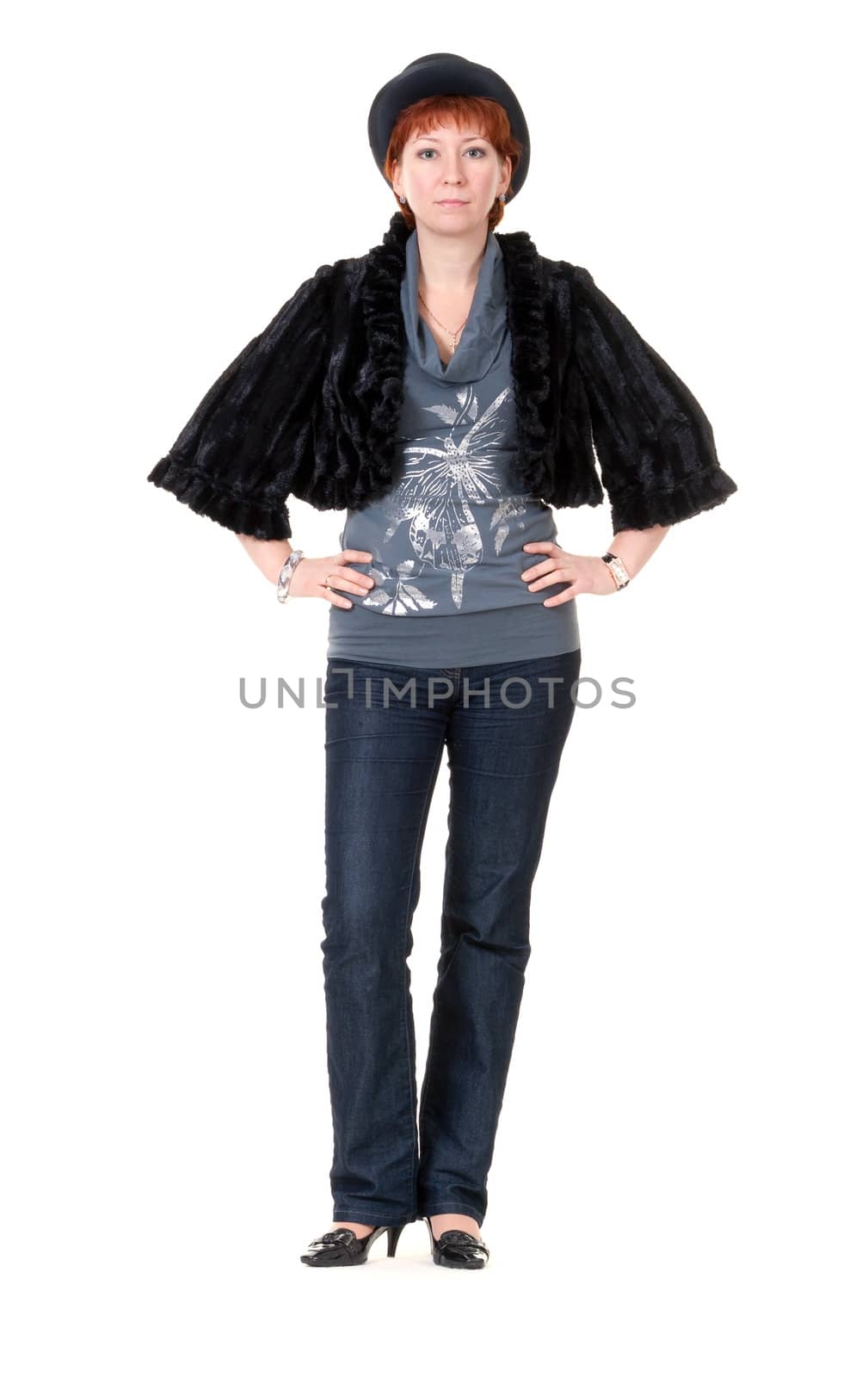girl in the bowler hat and a fur coat
