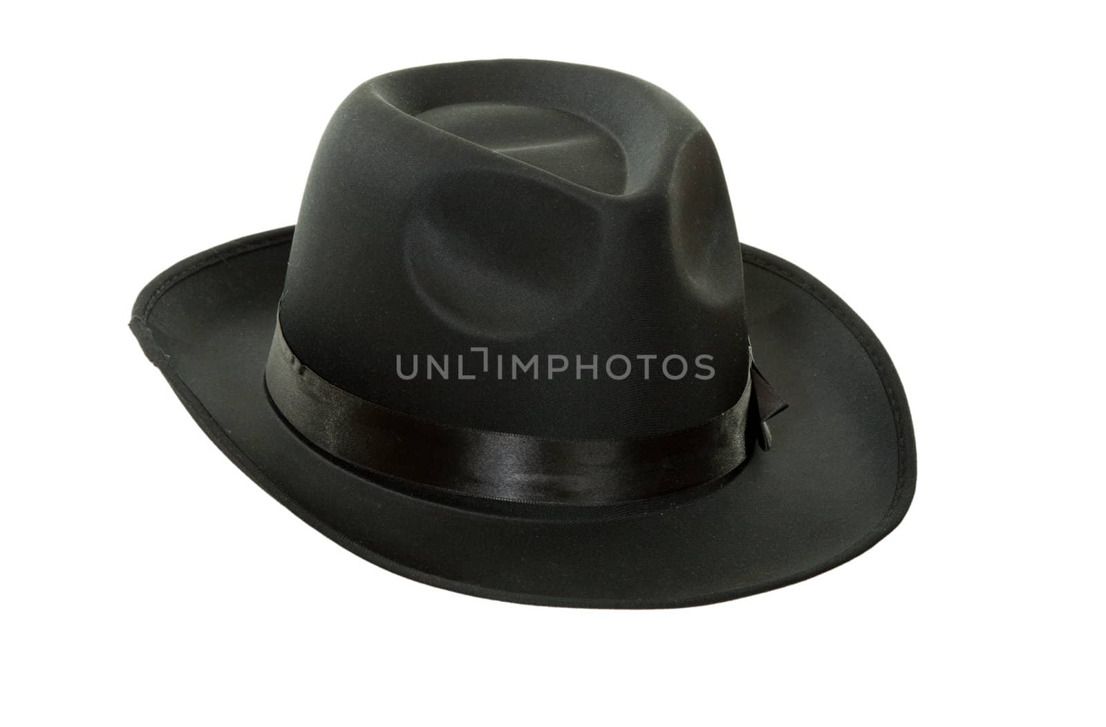 Men's black felt hat isolated on white background